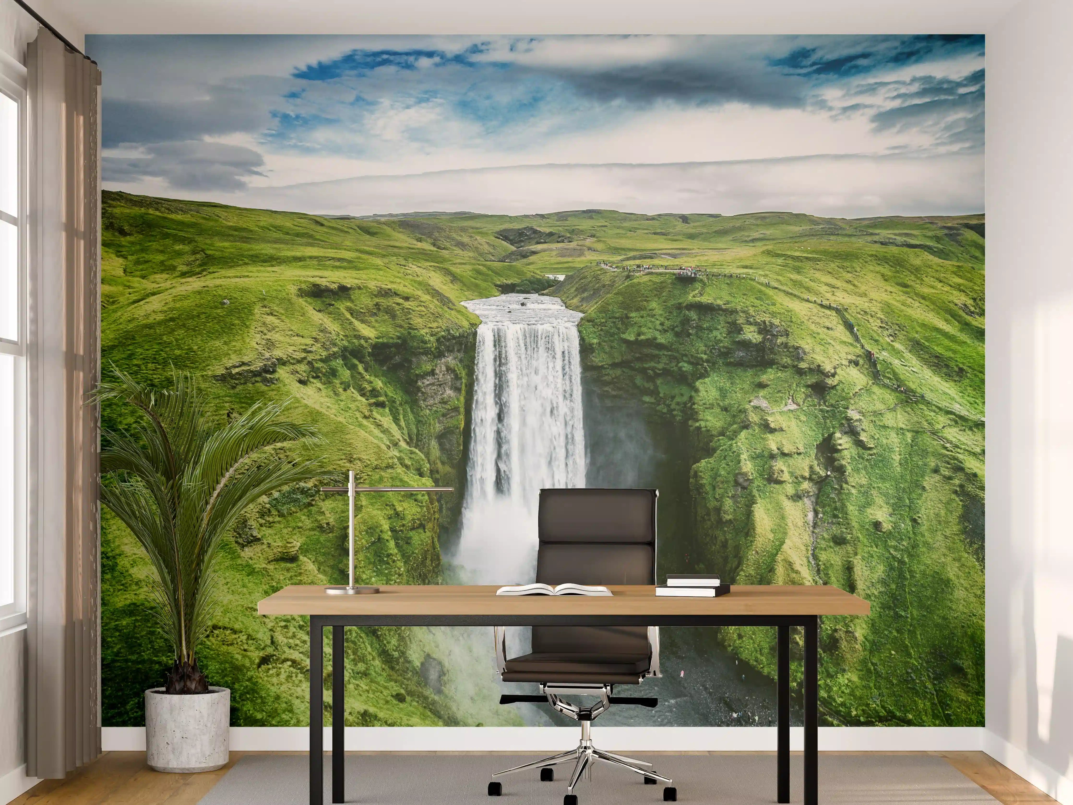 Büro Wandgestaltung - Isländischer Wasserfall Skogafoss