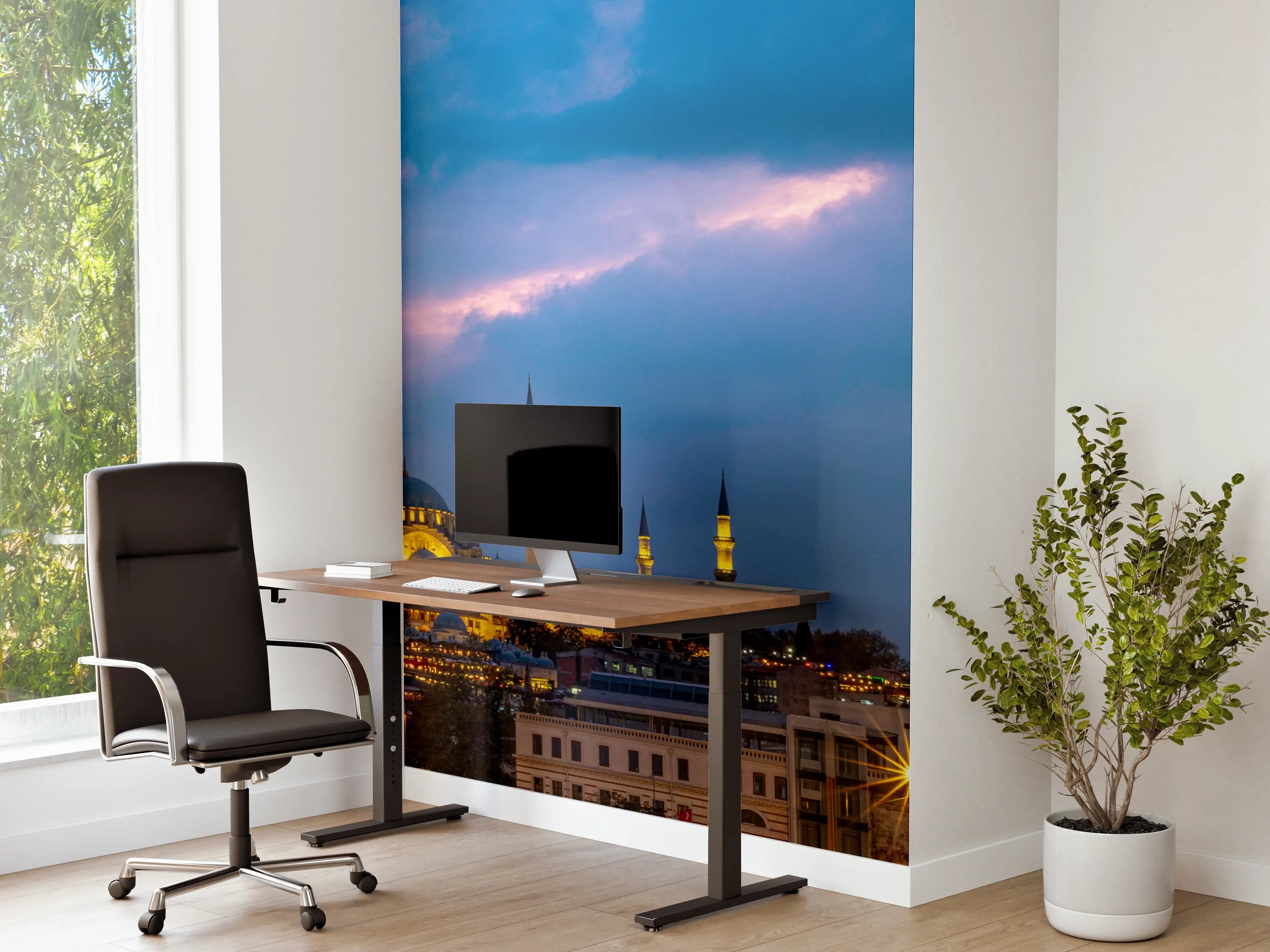 Büro Wandgestaltung - Istanbul Skyline Blau-Gold