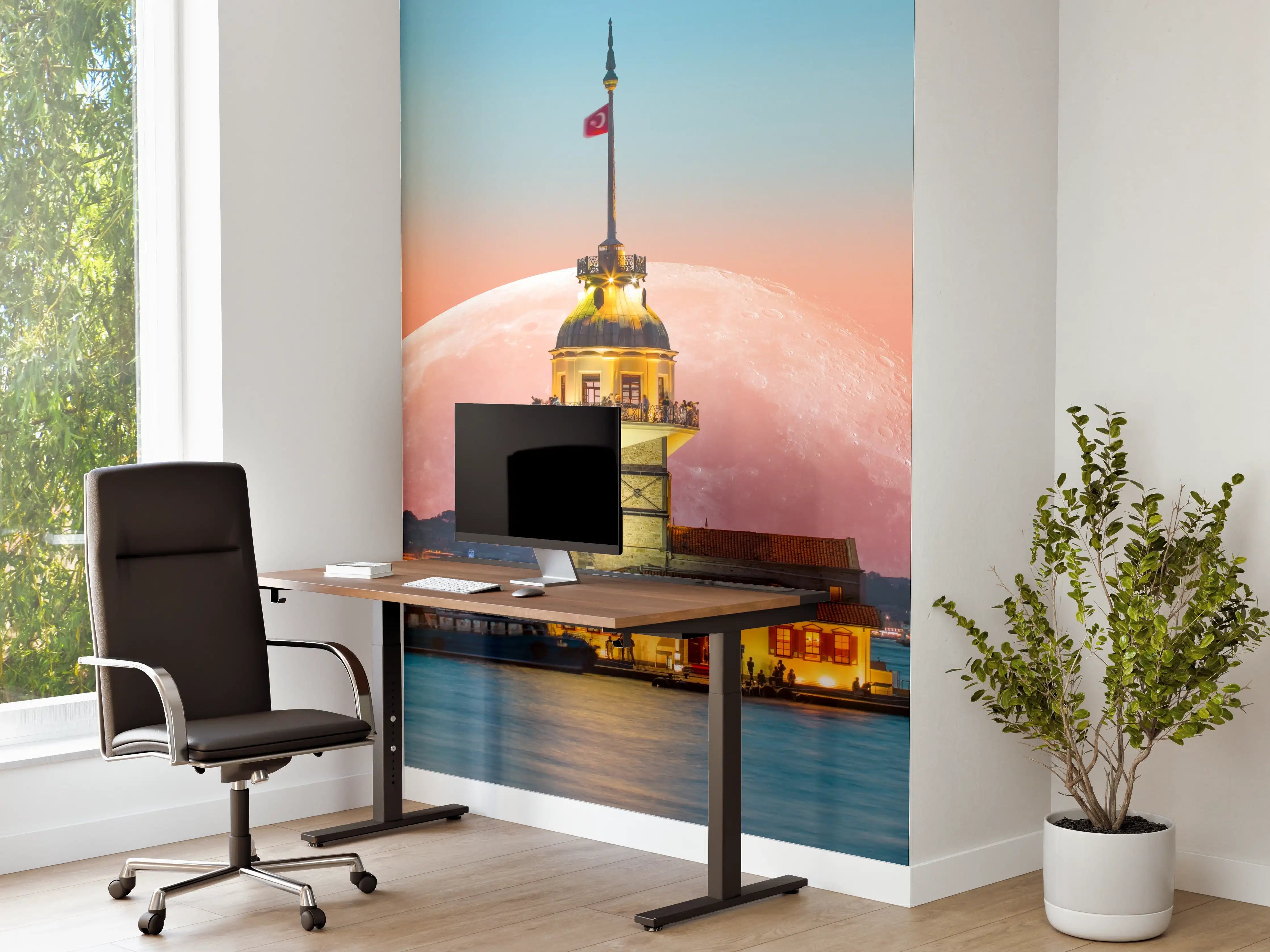Büro Wandgestaltung - Istanbuler Jungfernturm mit Supermond