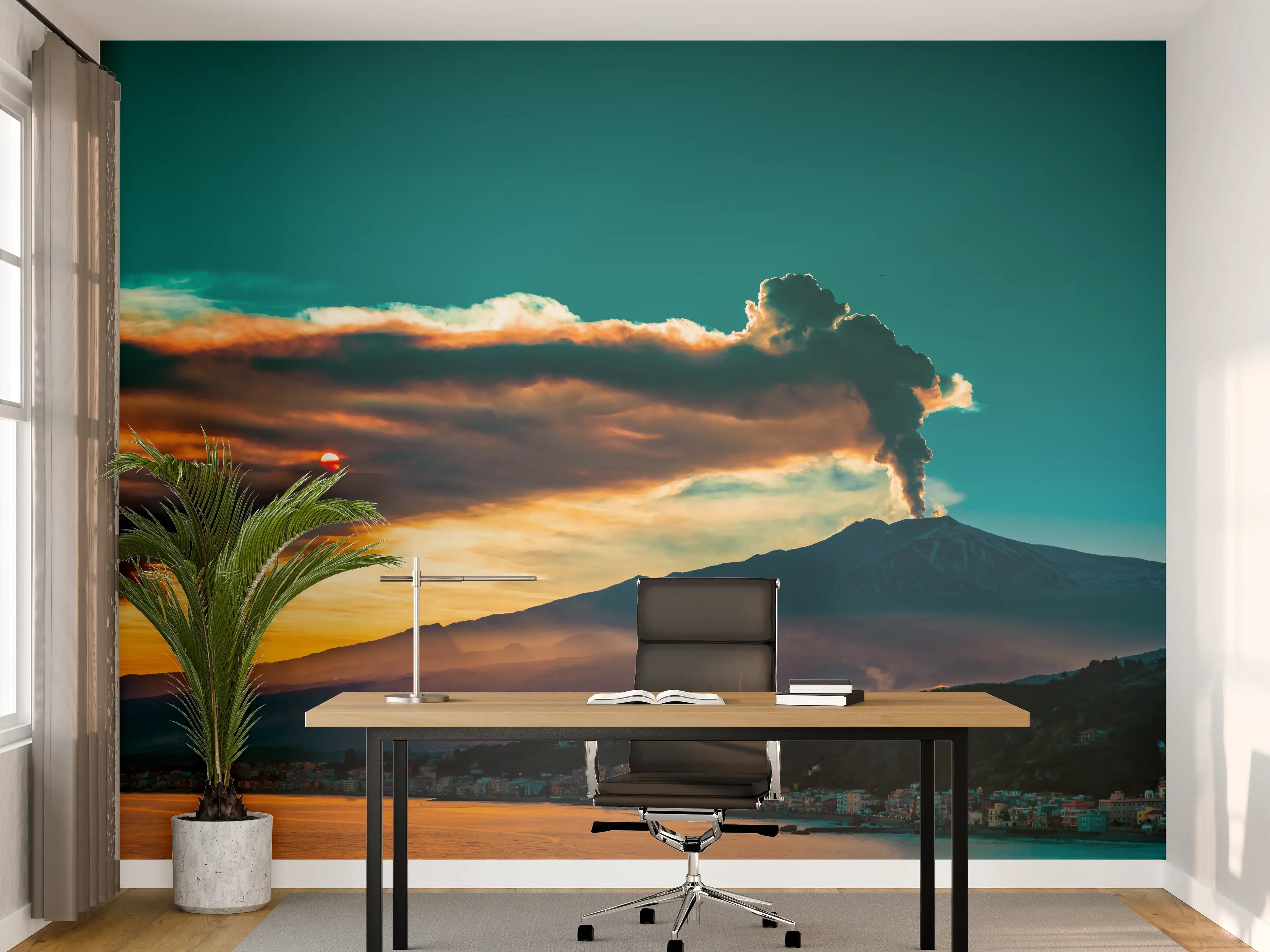 Büro Wandgestaltung - Italienische Küste mit Vulkan