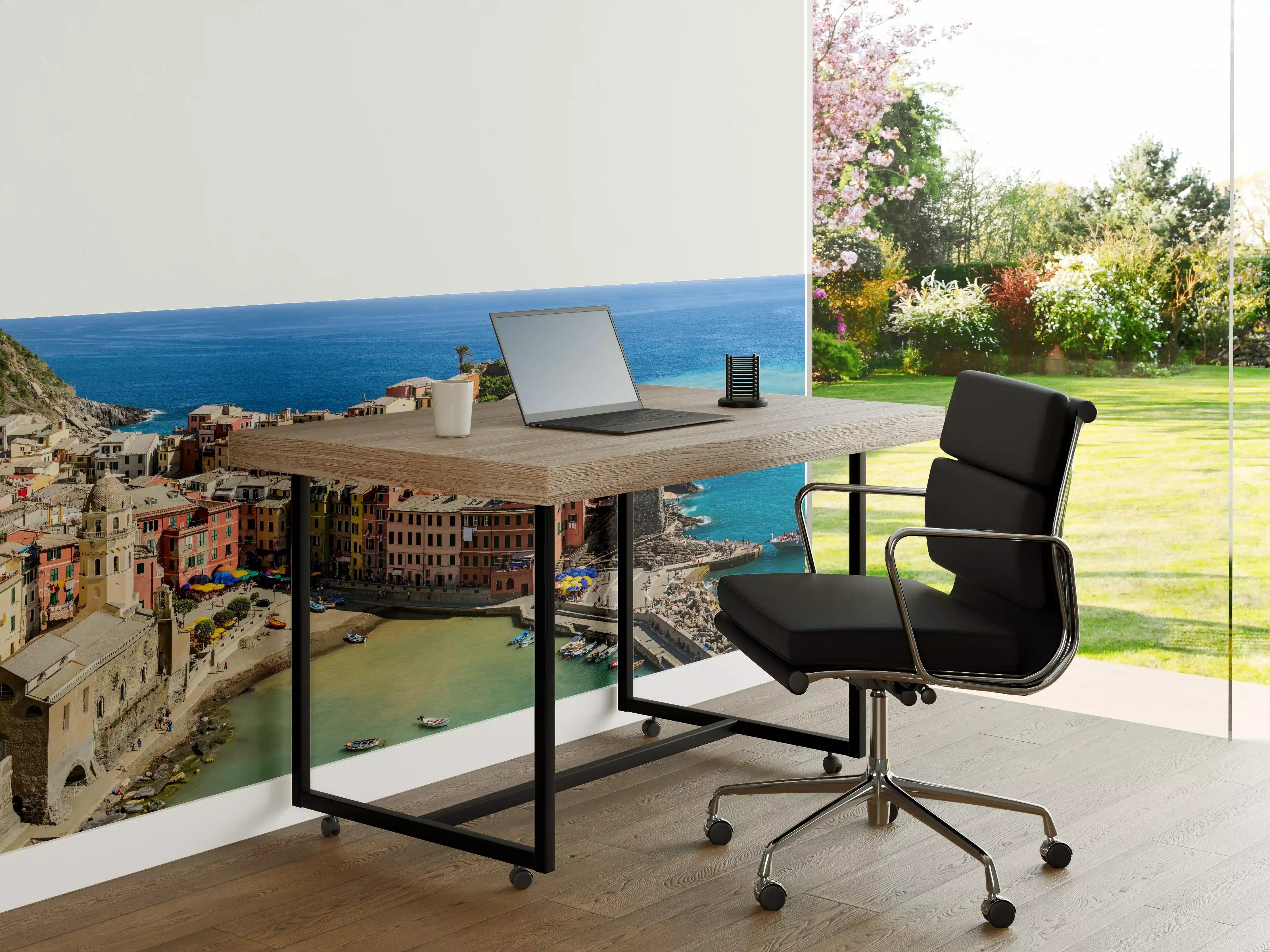 Büro Wandgestaltung - Italienische Küstenstadt in Türkis