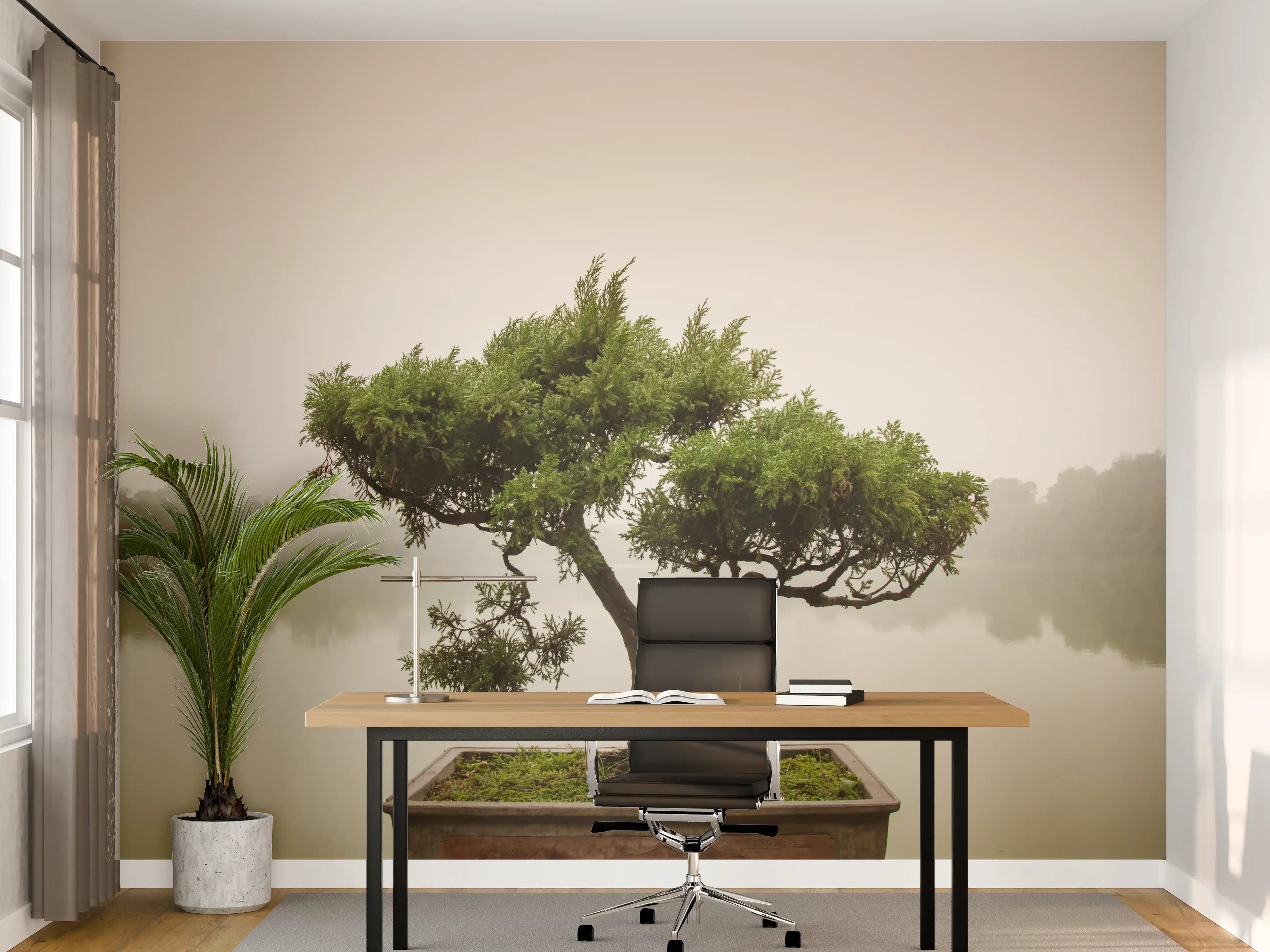 Büro Wandgestaltung - Japanischer Bonsaibaum im Topf 