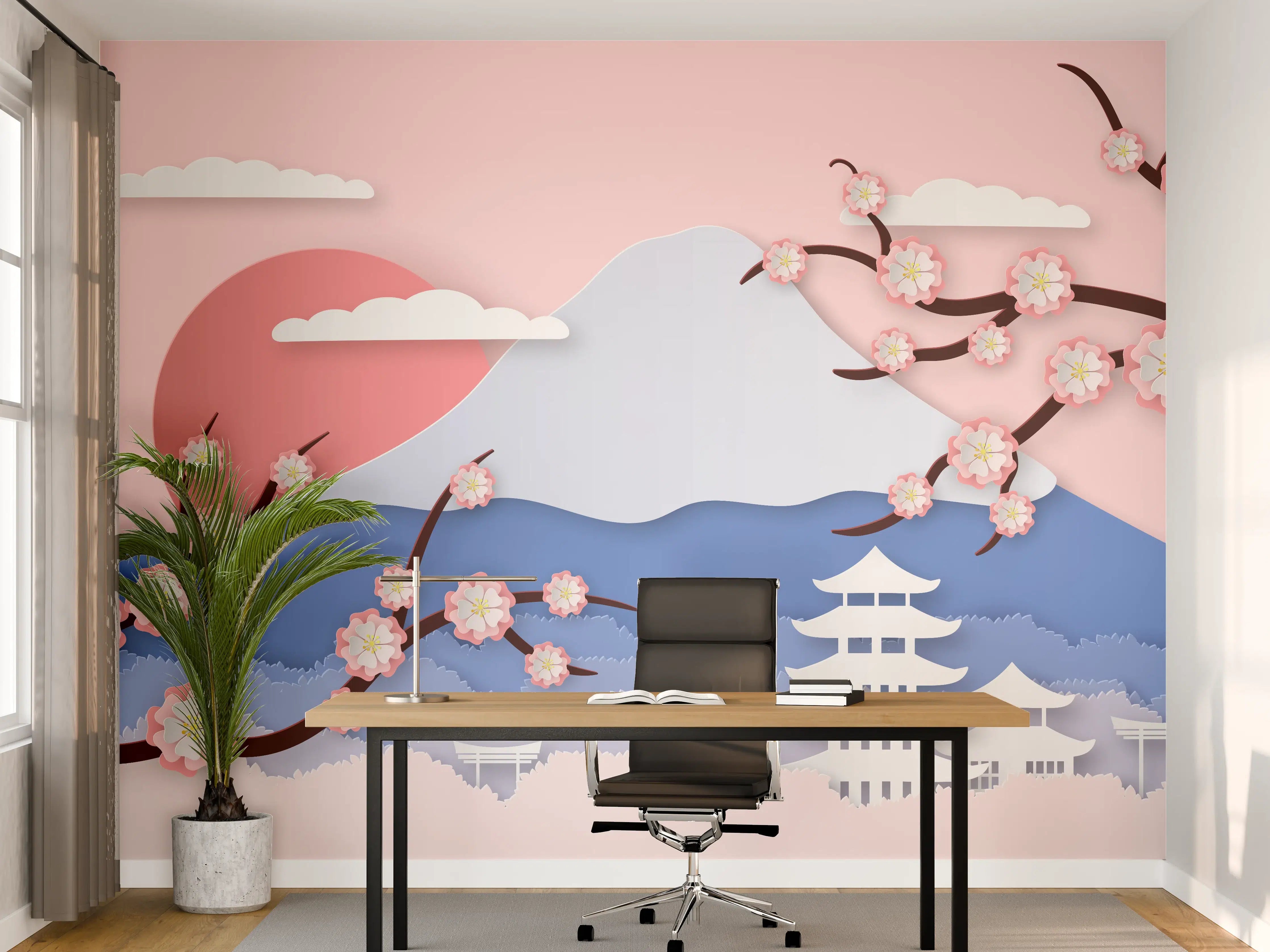 Büro Wandgestaltung - Japanischer Kirschblüten-Ansicht