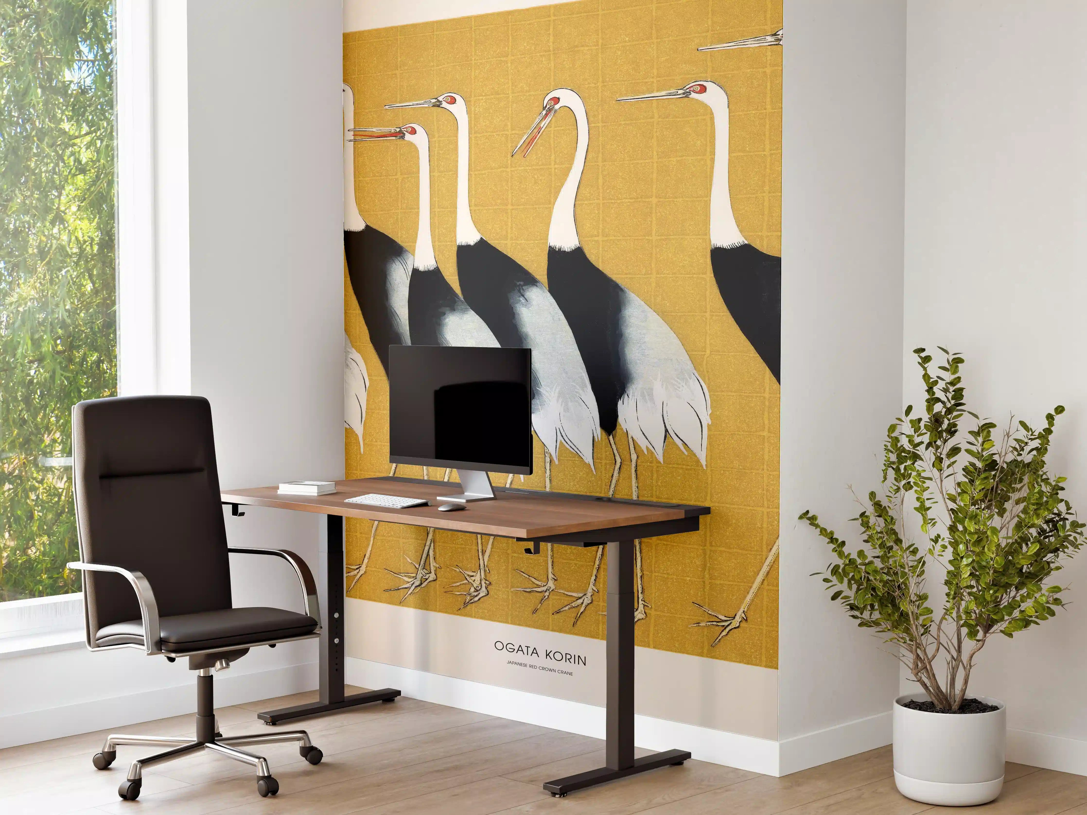 Büro Wandgestaltung - Japanischer Mandschurenkranich - Gold
