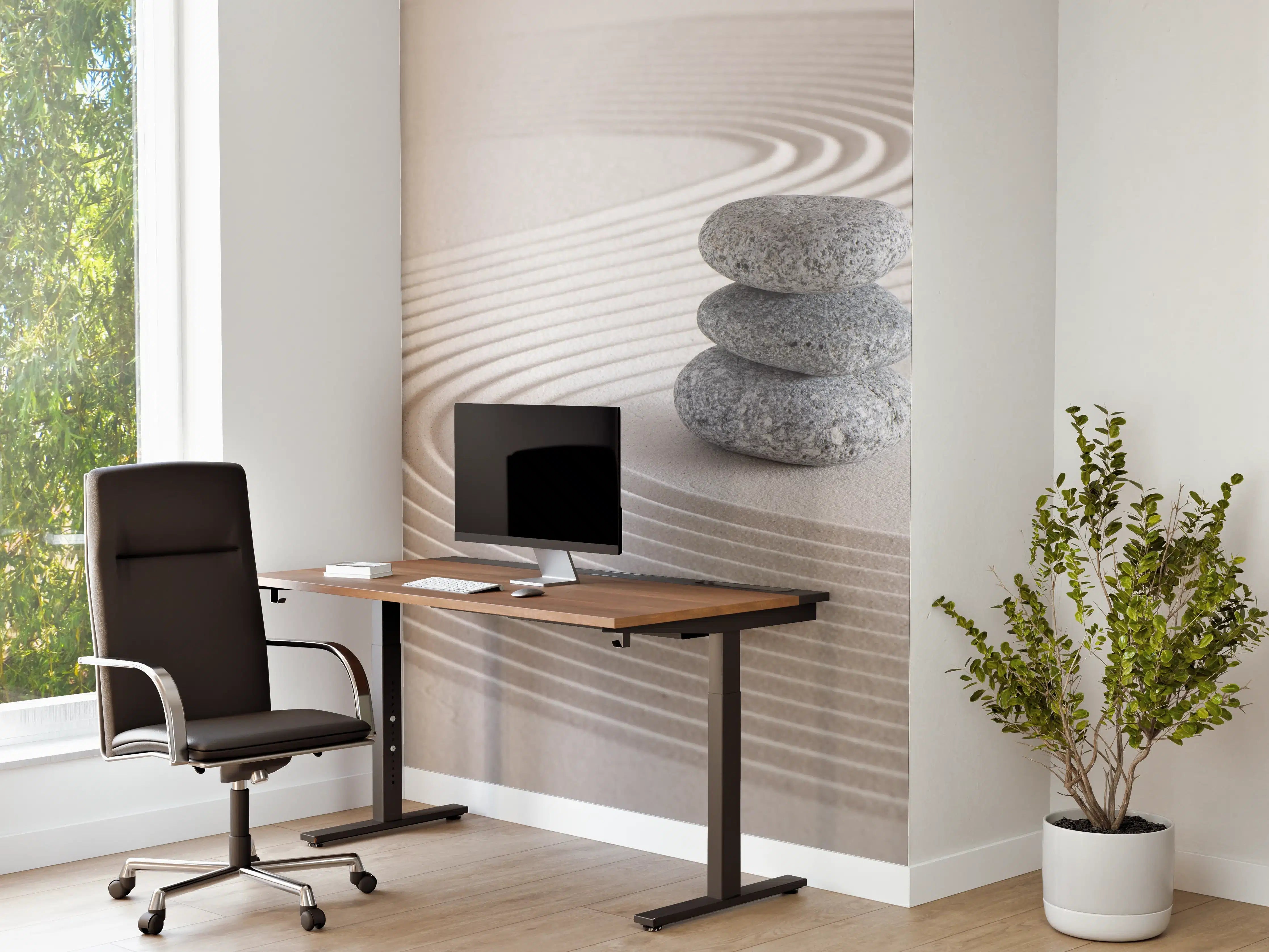 Büro Wandgestaltung - Japanischer Zen-Garten auf Sand