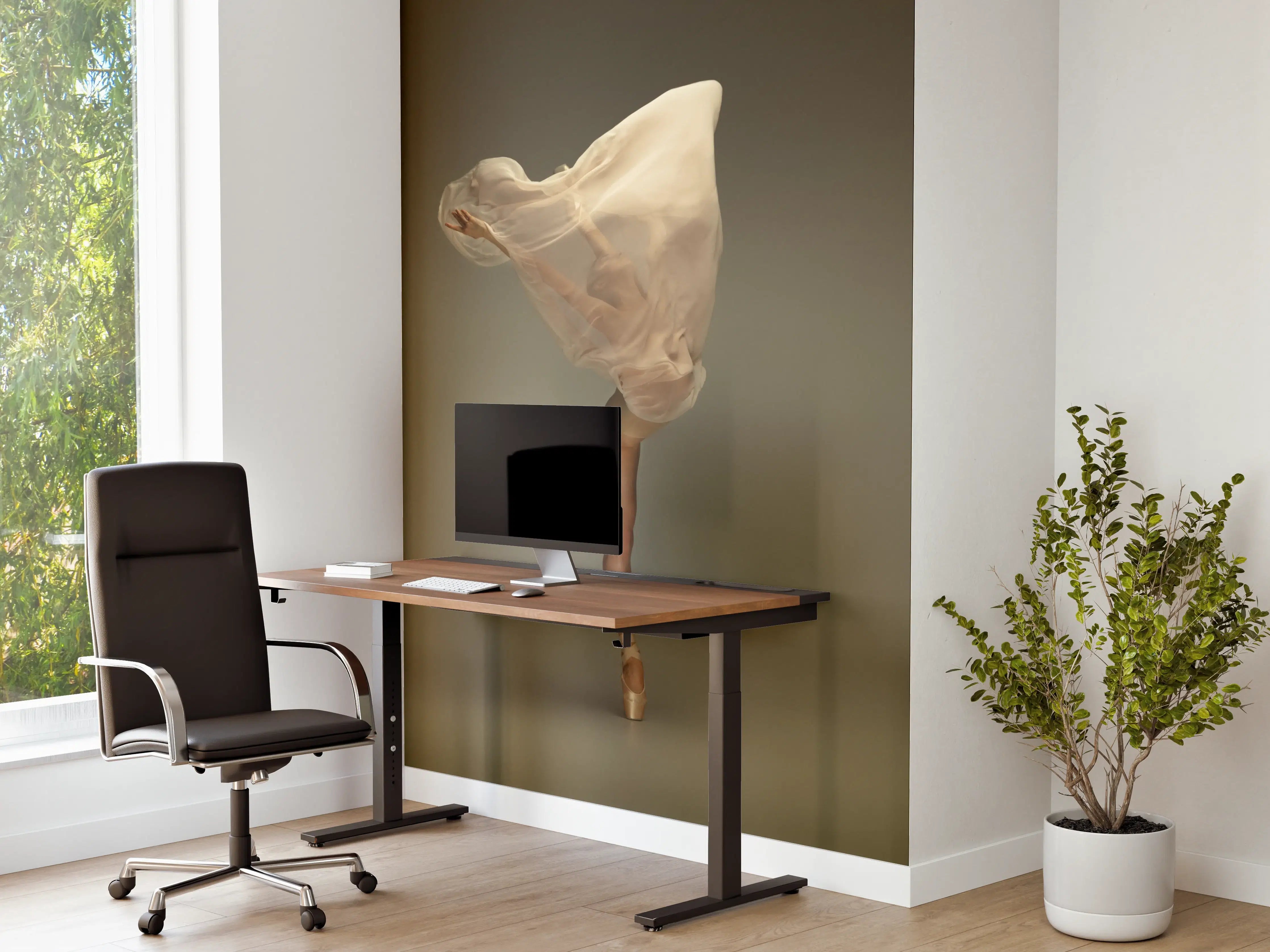 Büro Wandgestaltung - Junge Ballerina in grauem Studio 