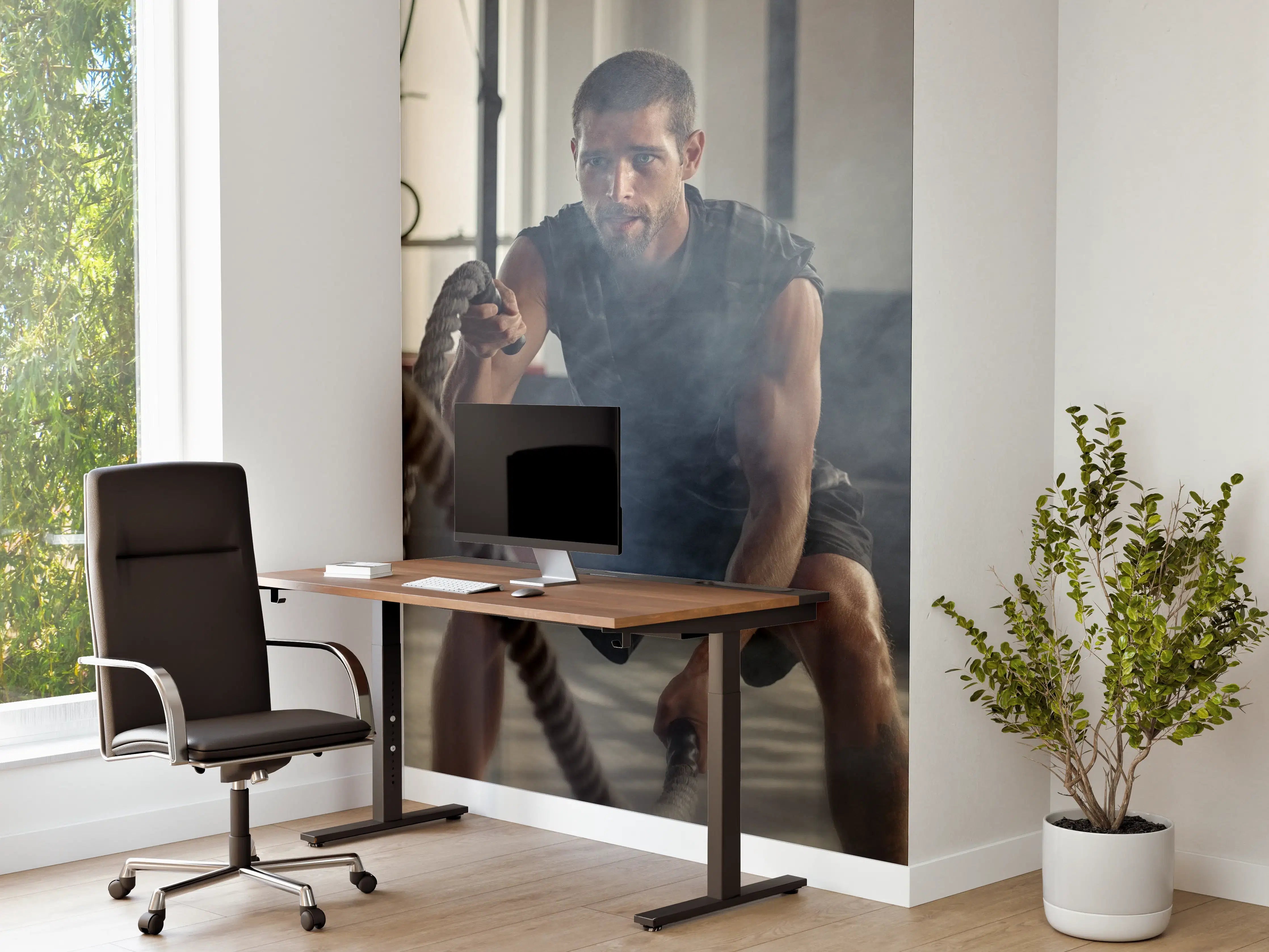 Büro Wandgestaltung - Junger Mann der trainiert