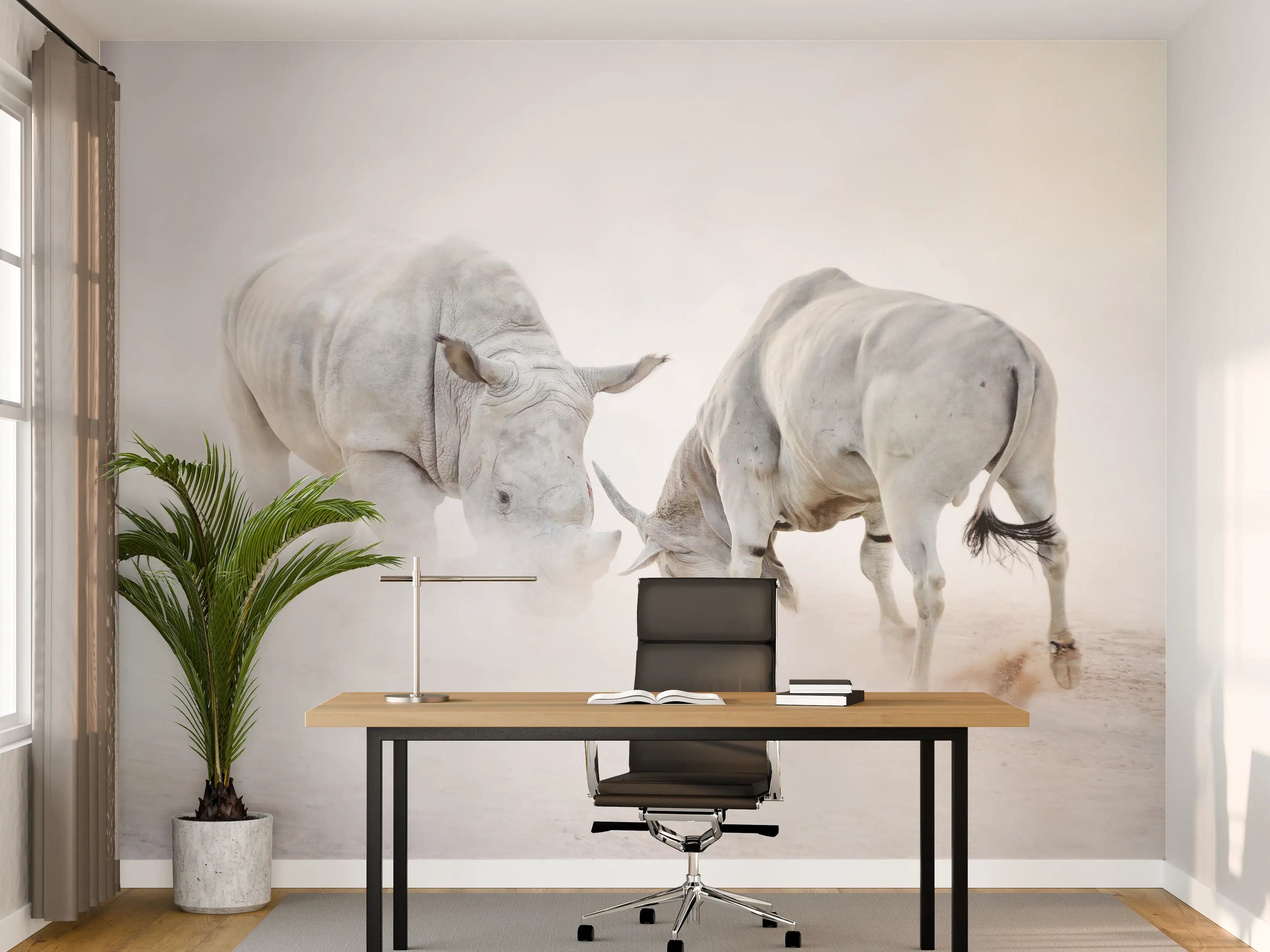 Büro Wandgestaltung - Kampf zwischen Nashorn und Oryx