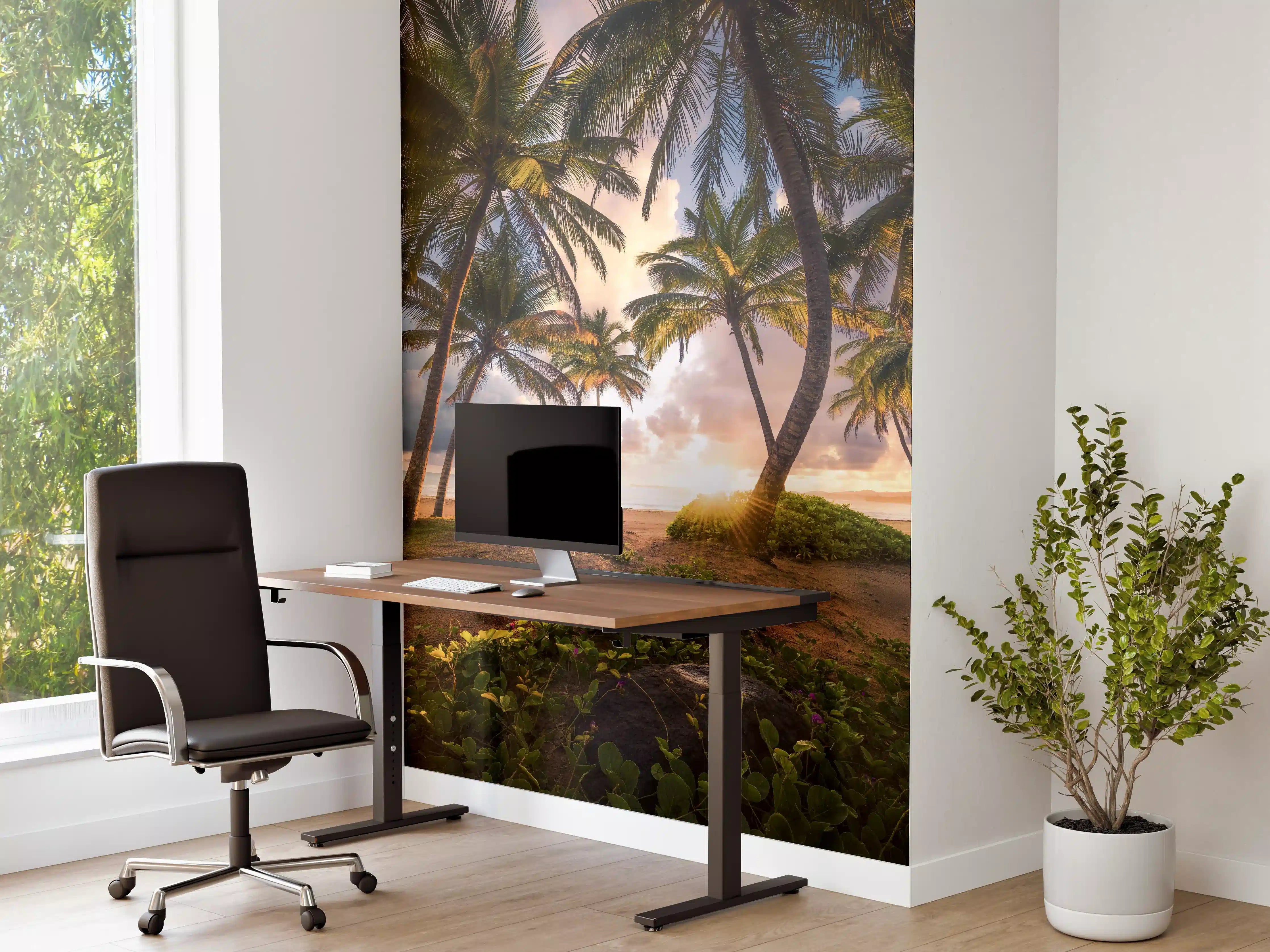 Büro Wandgestaltung - Karibik Strand Sonnenaufgang Palmen