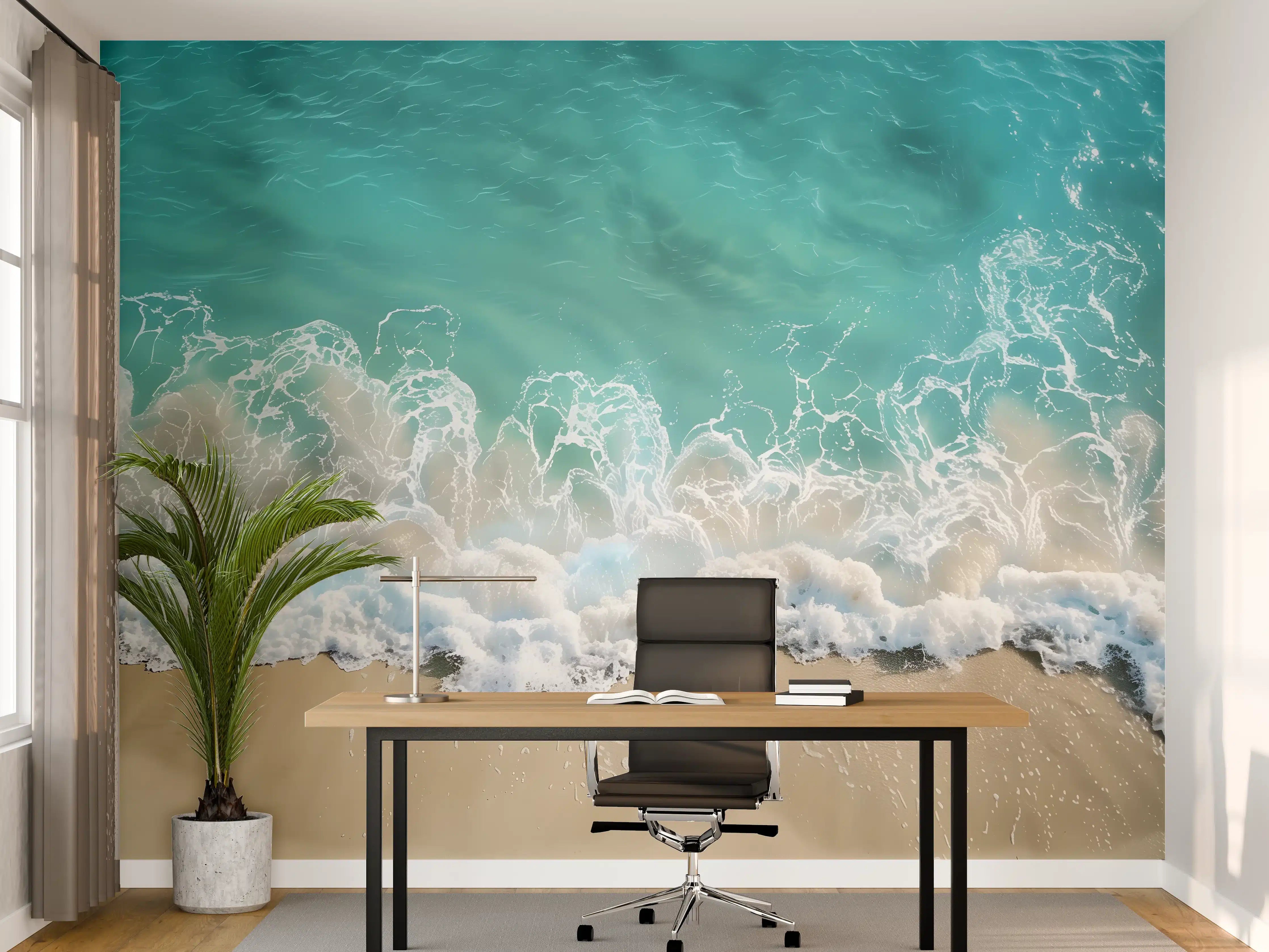 Büro Wandgestaltung - Karibik Strand mit türkisblauem Wasser