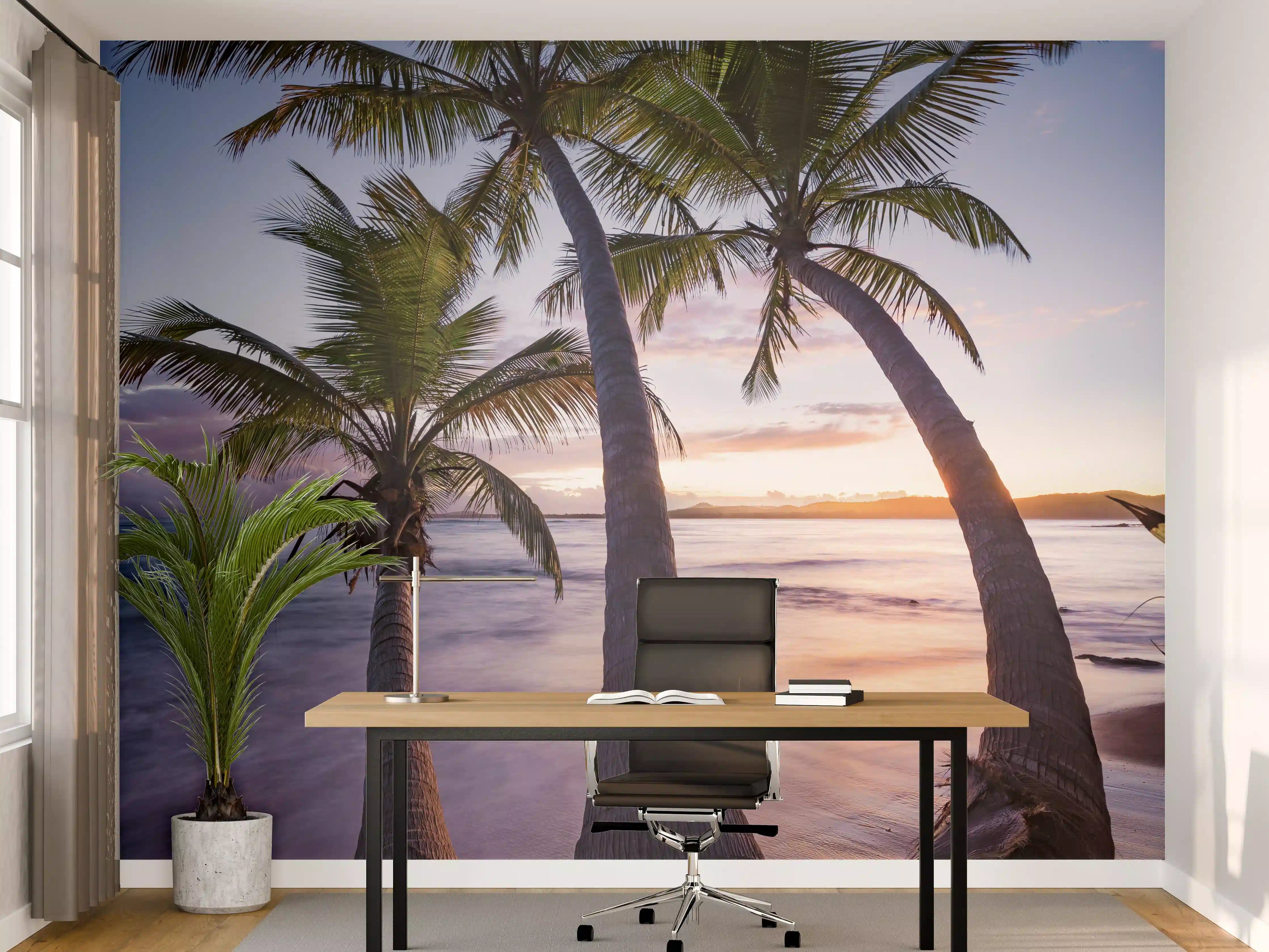 Büro Wandgestaltung - Karibischer Palmen-Sonnenuntergang