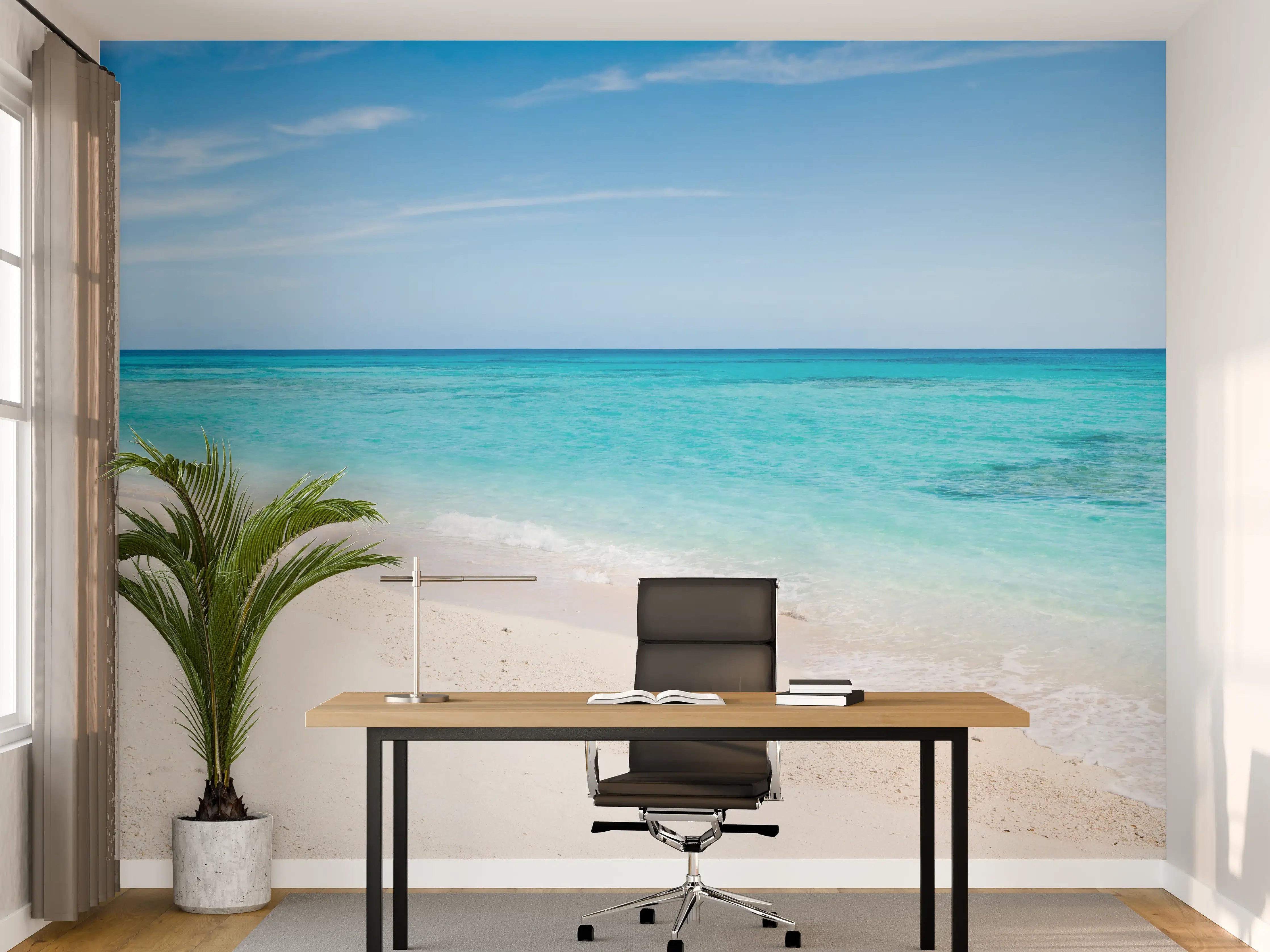 Büro Wandgestaltung - Karibischer Traumstrand mit glitzertem Wasser