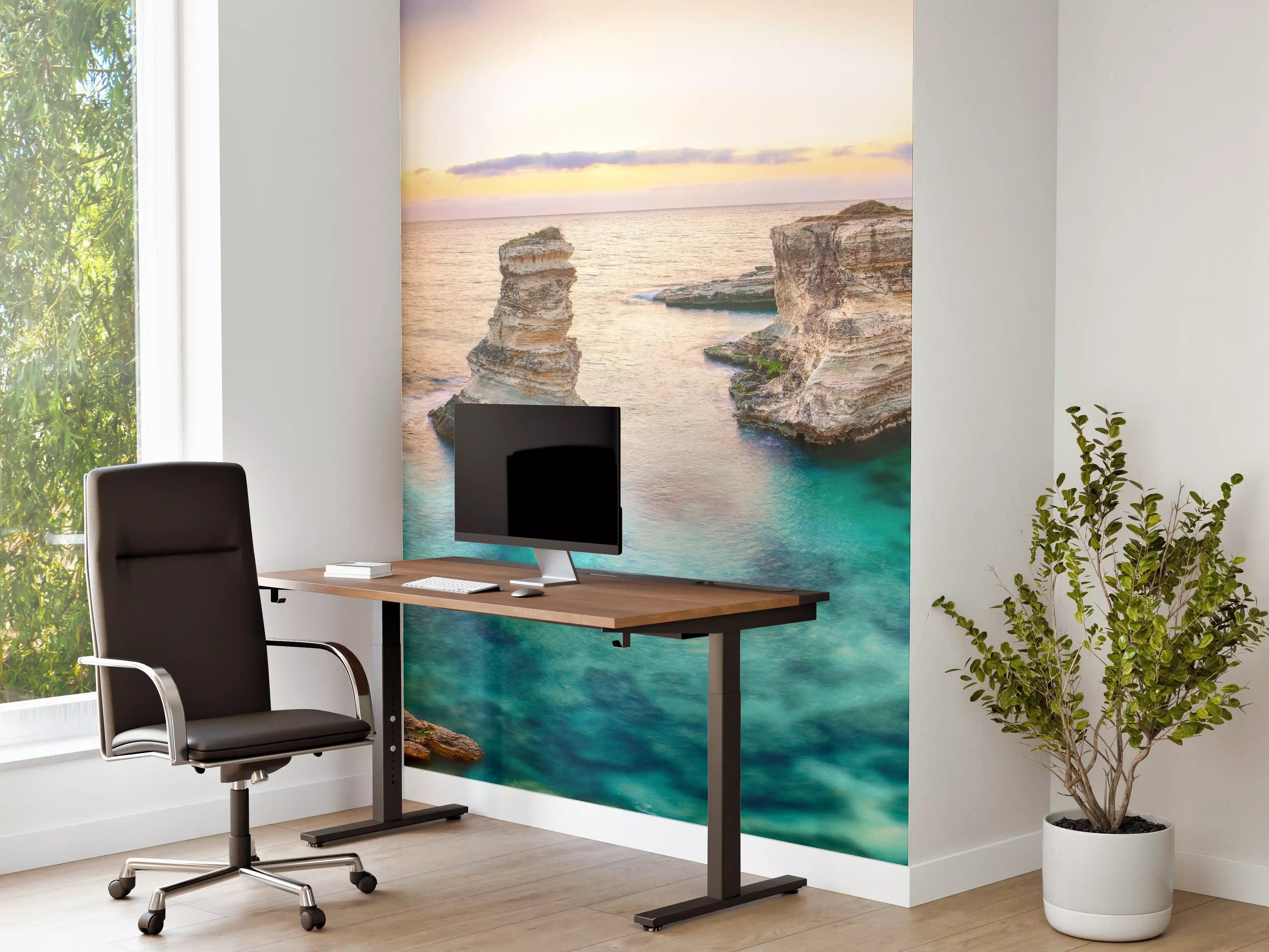 Büro Wandgestaltung - Karibisches Küstenpanorama mit klarem Wasser