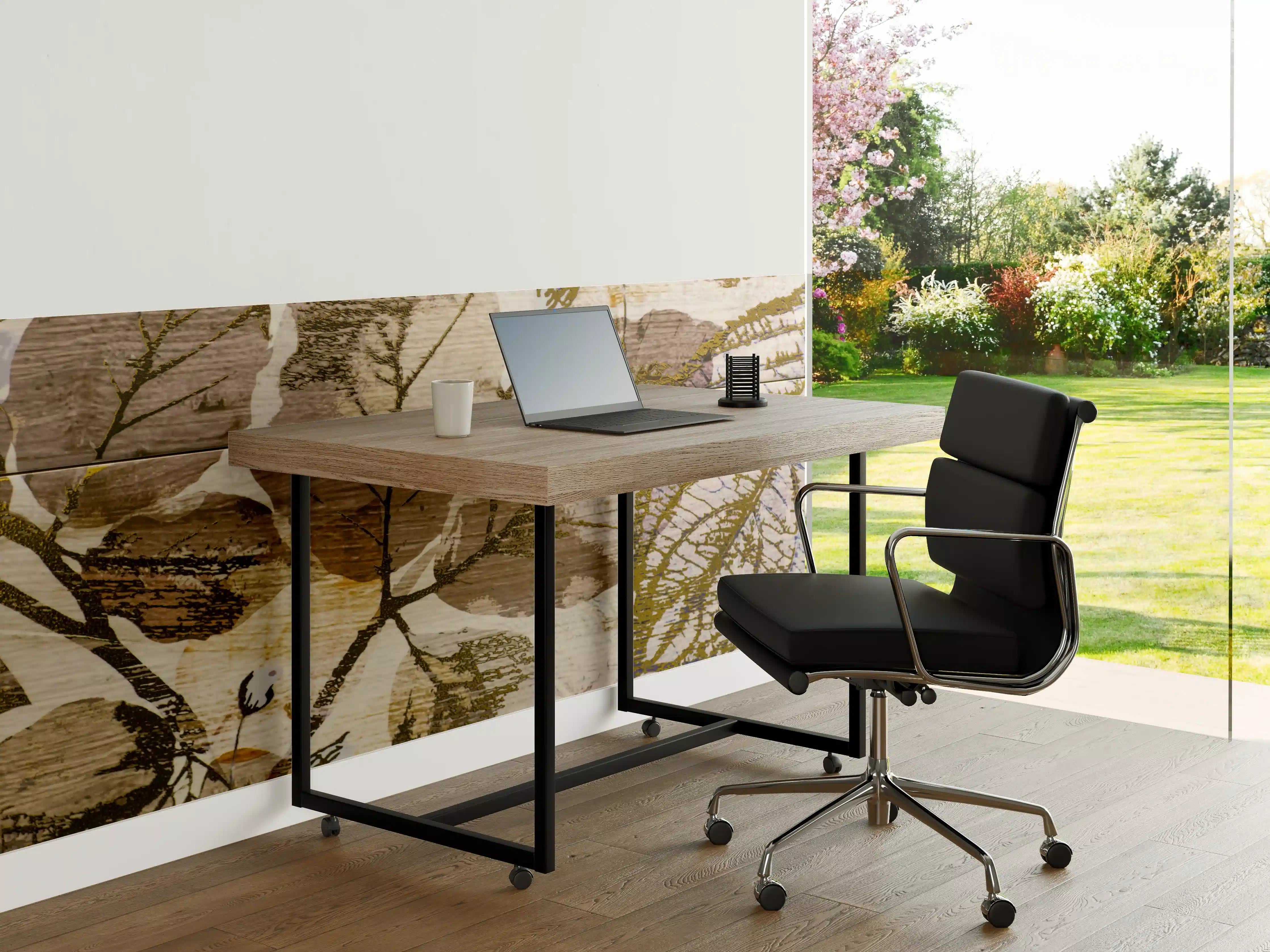Büro Wandgestaltung - Keramikfliesen Blattmuster Beige