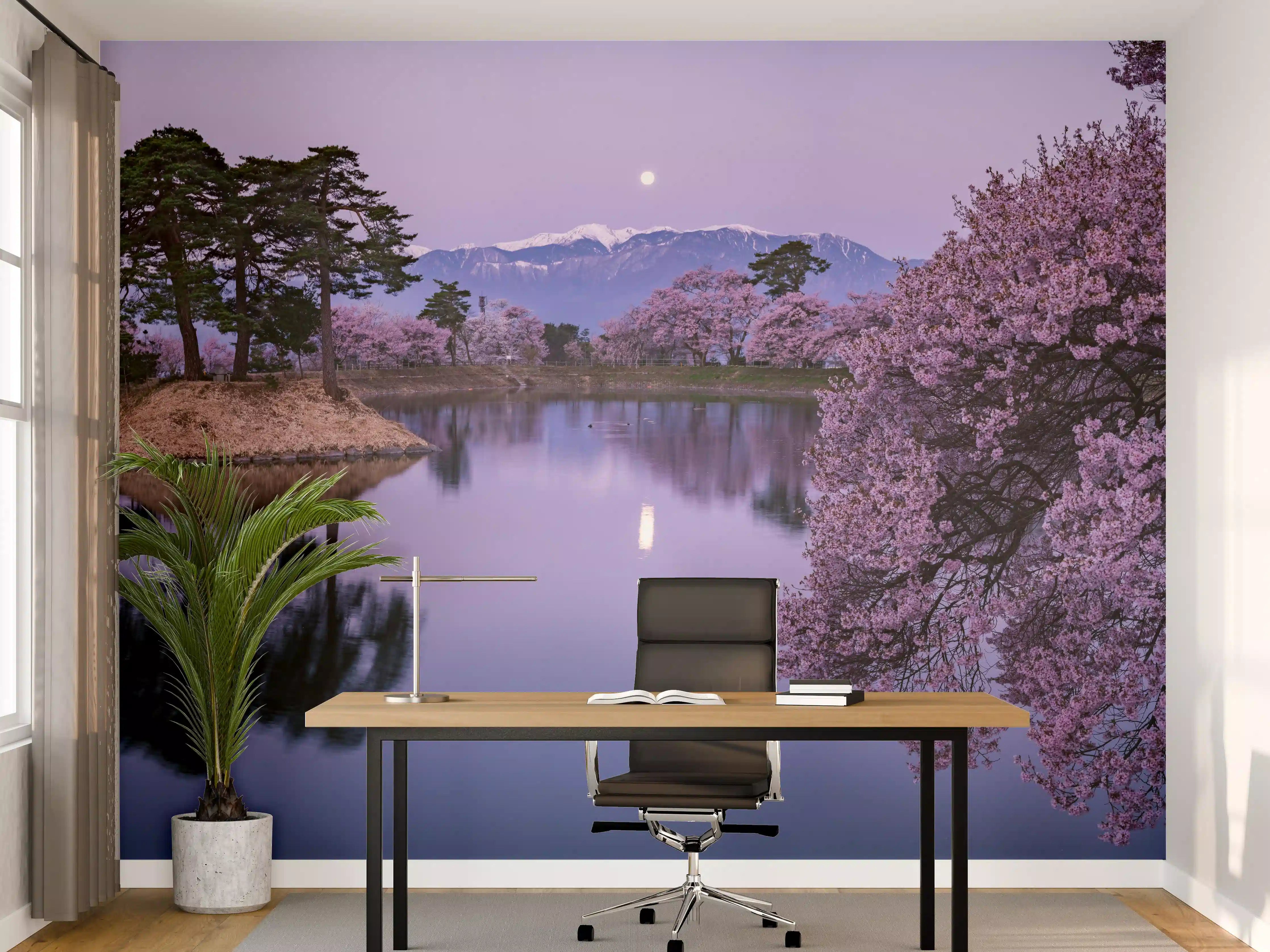 Büro Wandgestaltung - Kirschblüte - Vollmond