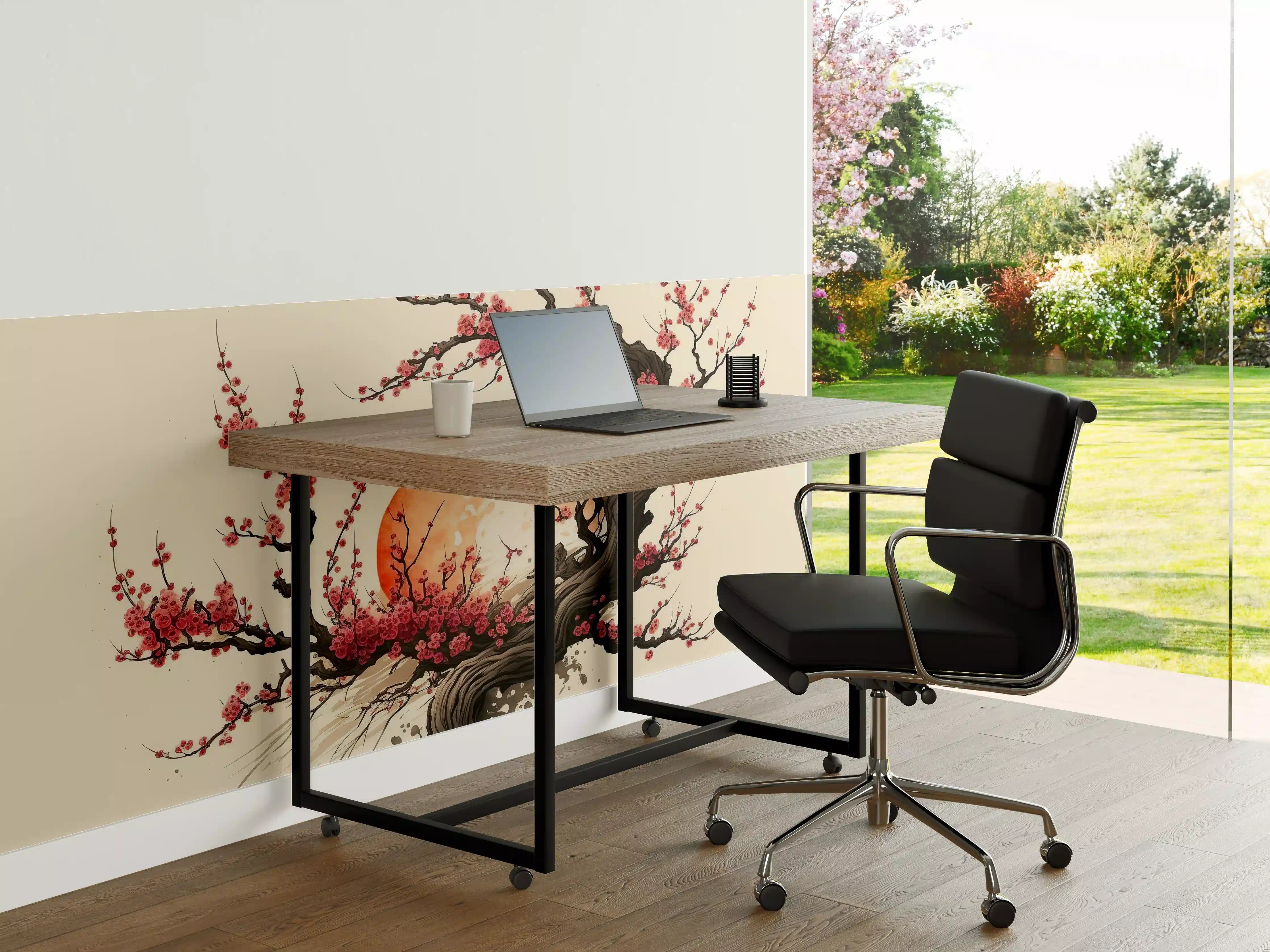 Büro Wandgestaltung - Kirschblüte Sakura Aquarell