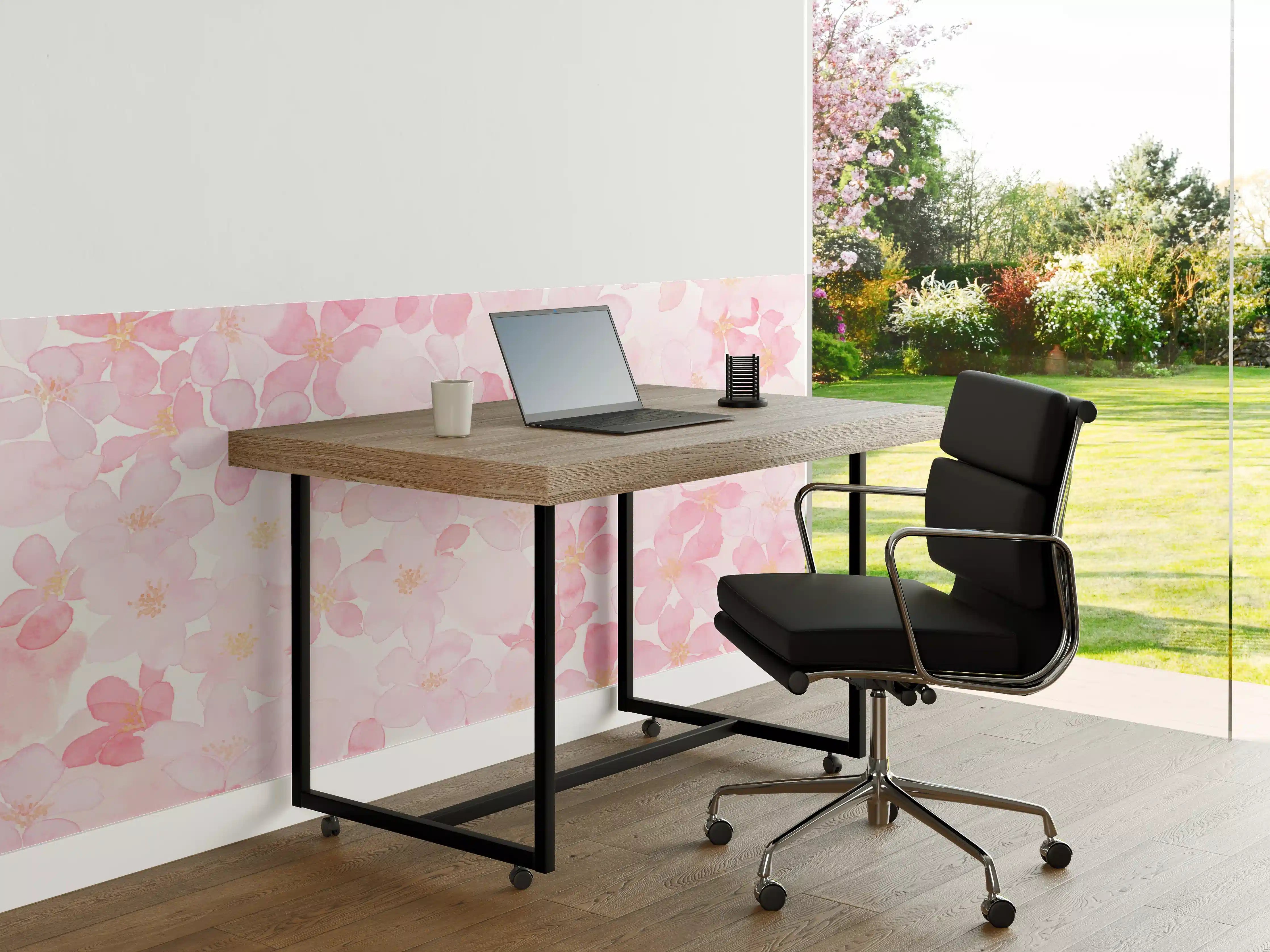Büro Wandgestaltung - Kirschblüten auf weißem Hintergrund