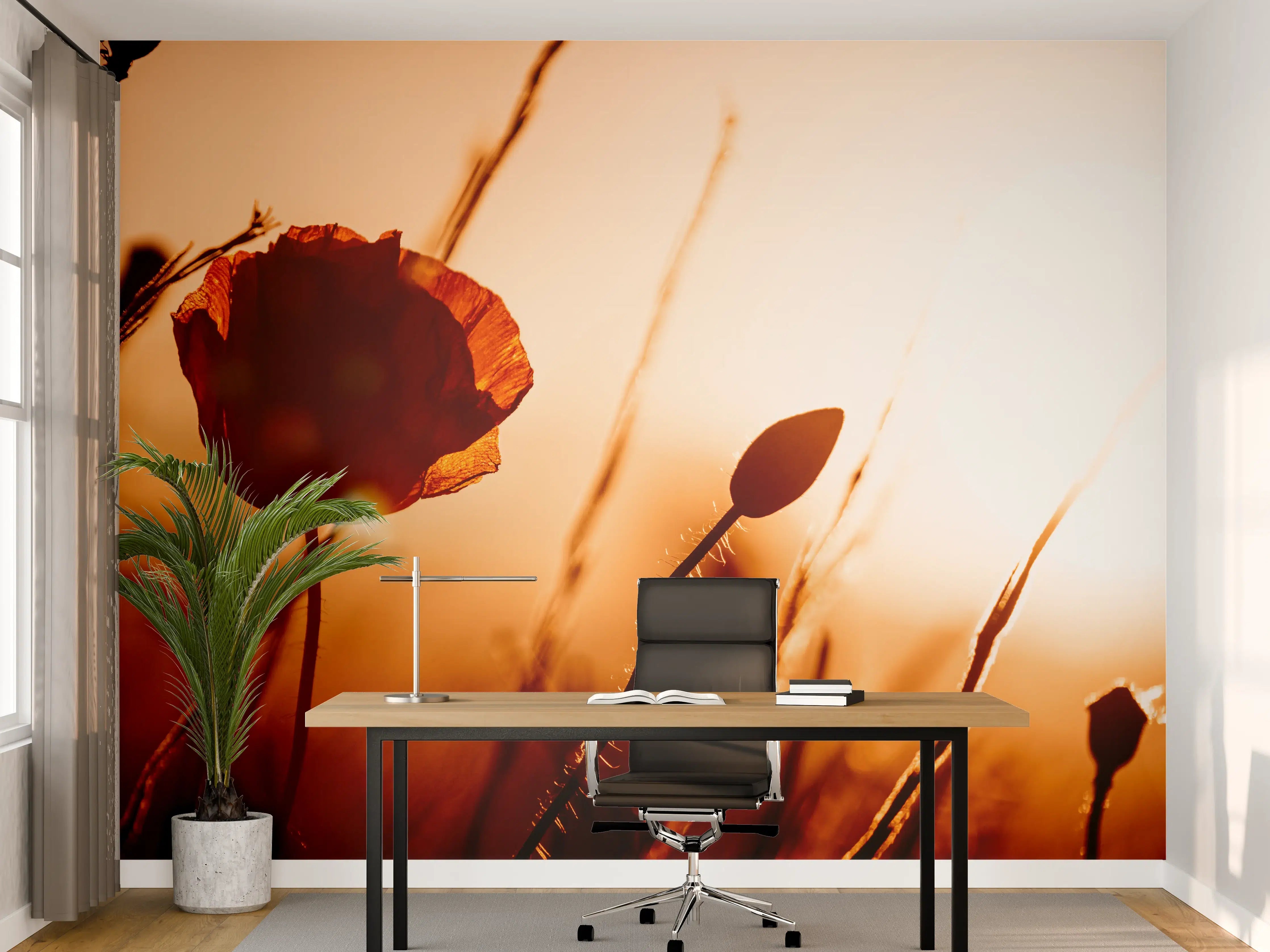 Büro Wandgestaltung - Klatschmohn bei Sonnenuntergang