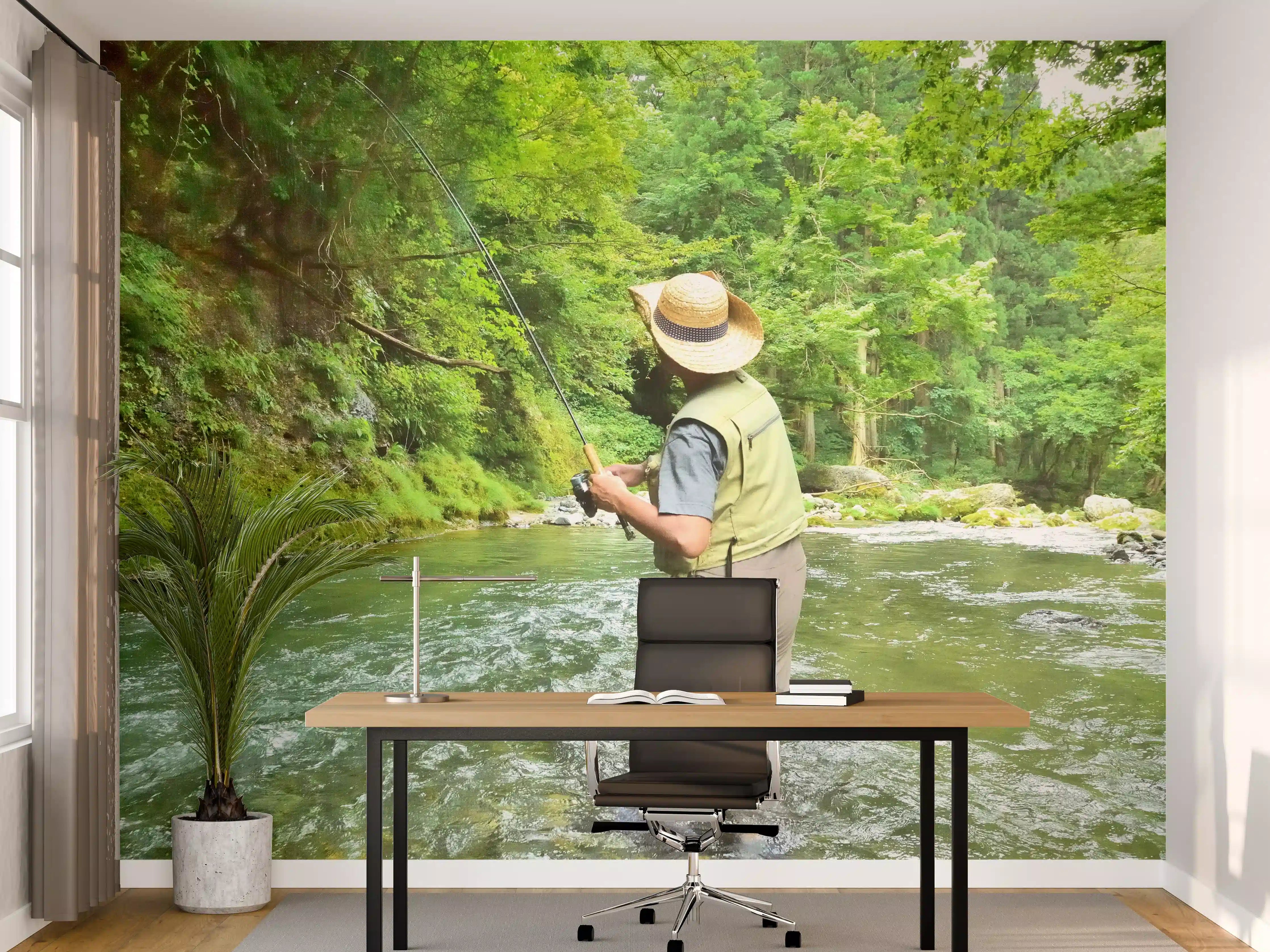 Büro Wandgestaltung - Köderfischen im Ichinoto-Fluss