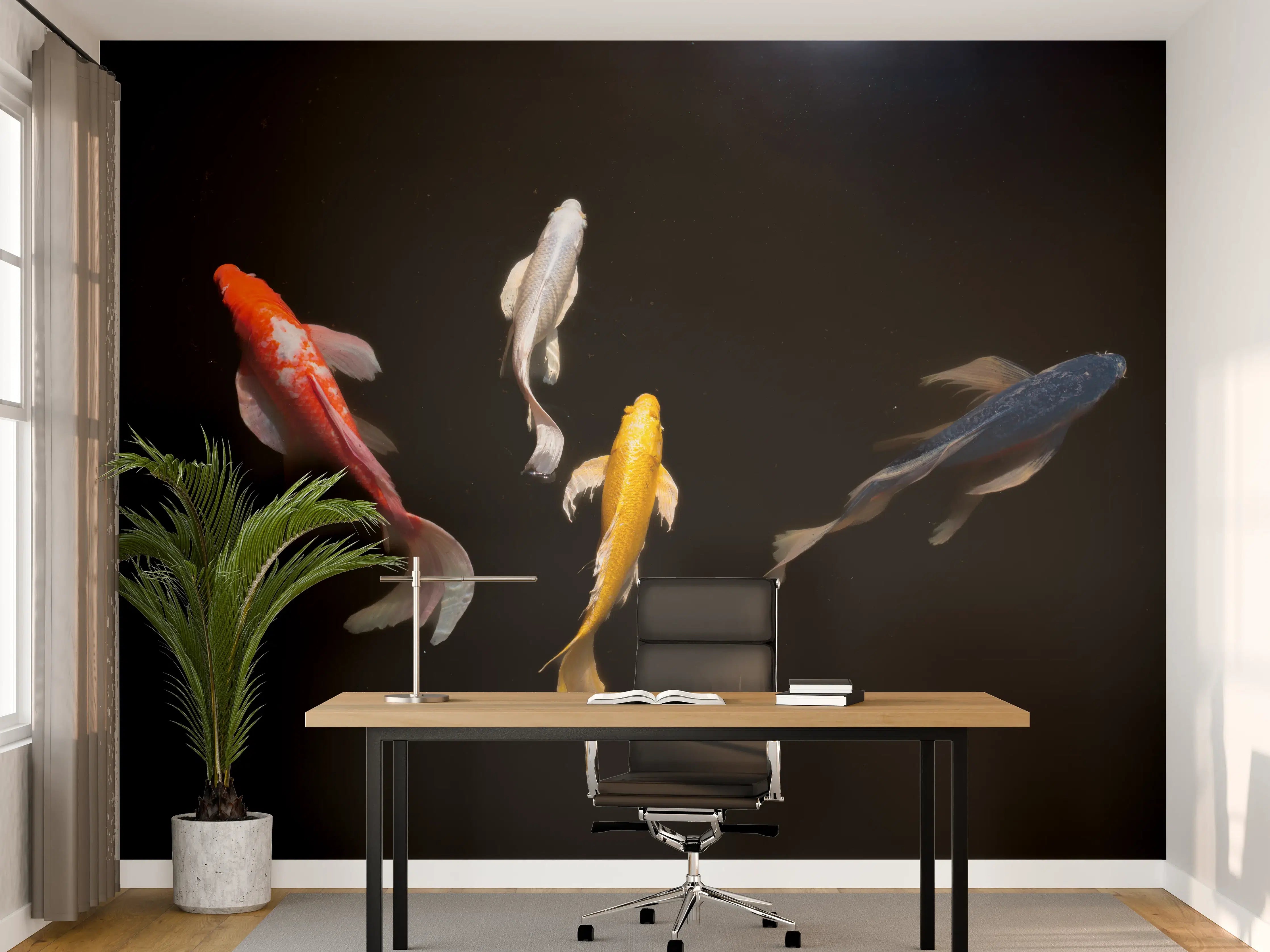 Büro Wandgestaltung - Koi-Karpfen Schwarz Rot Gelb