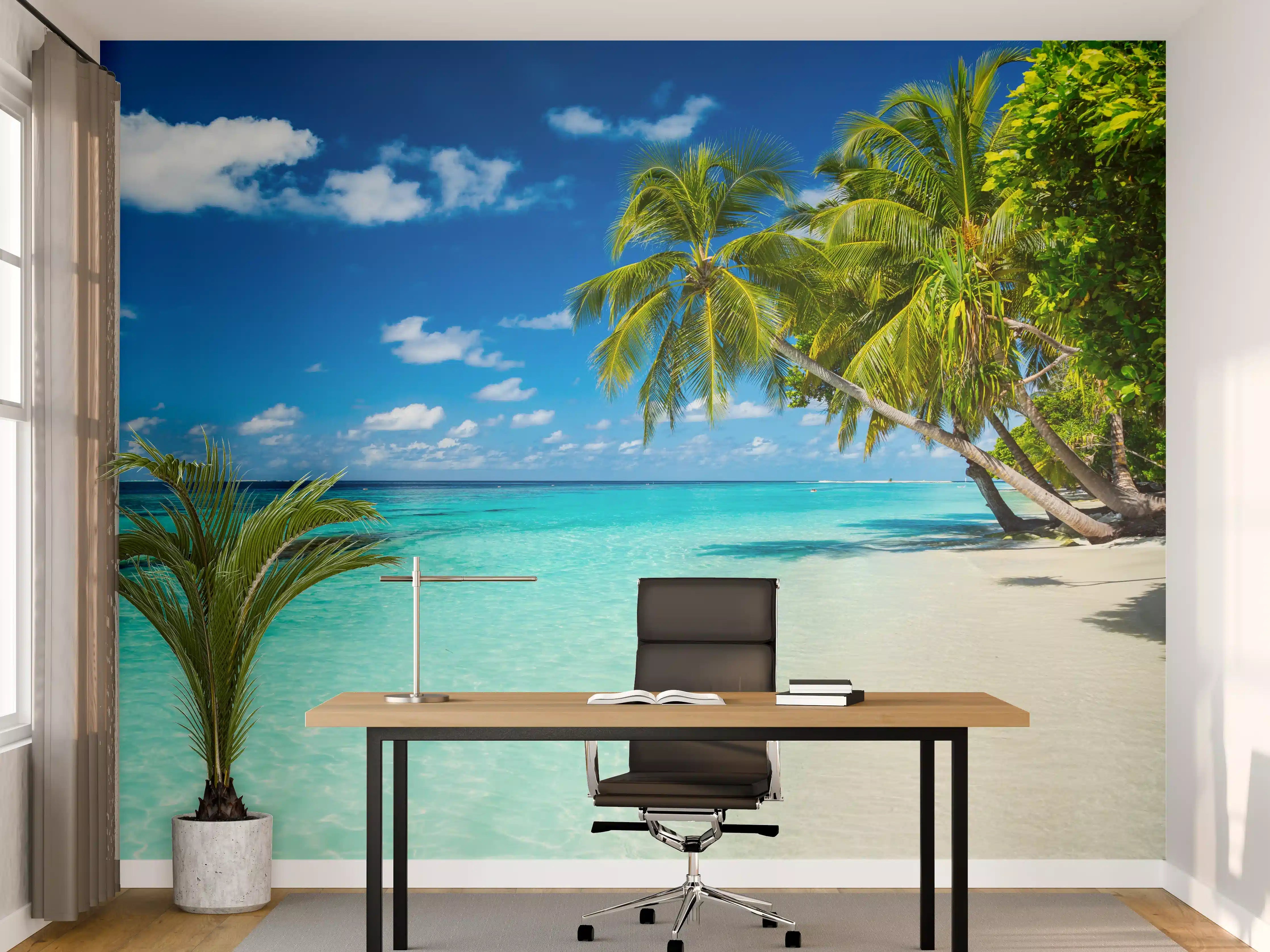 Büro Wandgestaltung - Kokospalmen am Strand in der Karibik