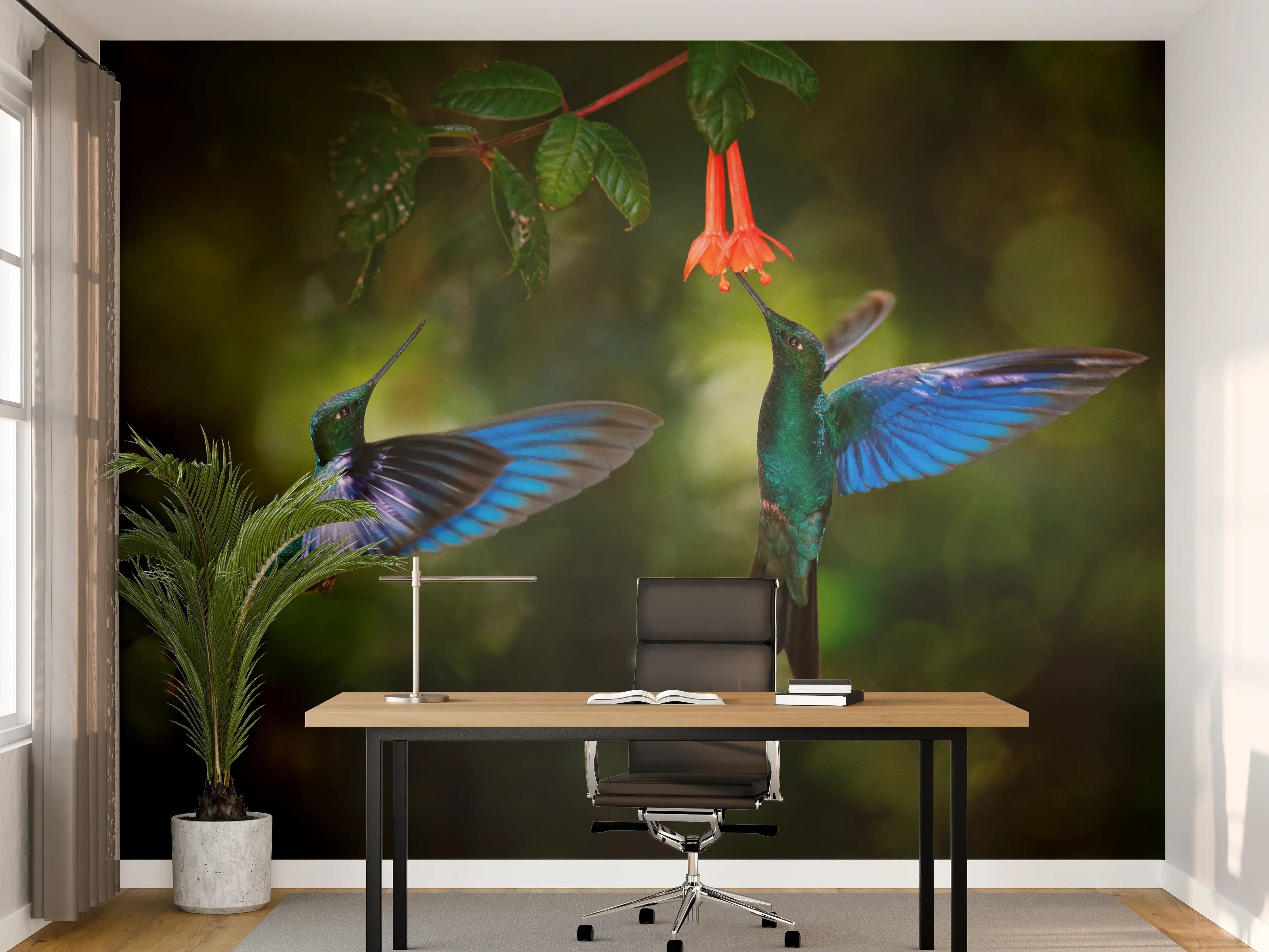Büro Wandgestaltung - Kolibris an der Blüte 