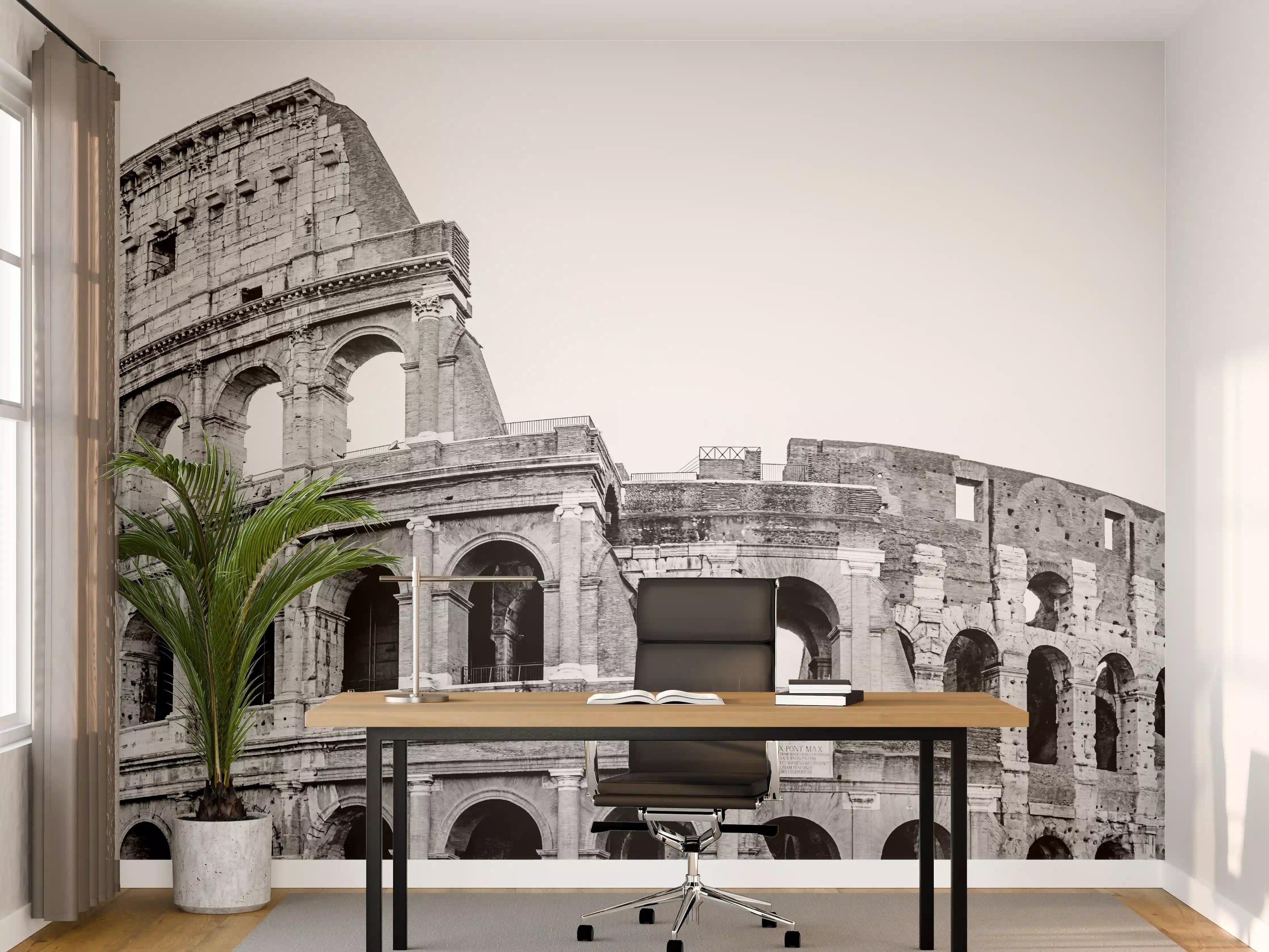 Büro Wandgestaltung - Kolosseum Schwarz-Weiß Panorama
