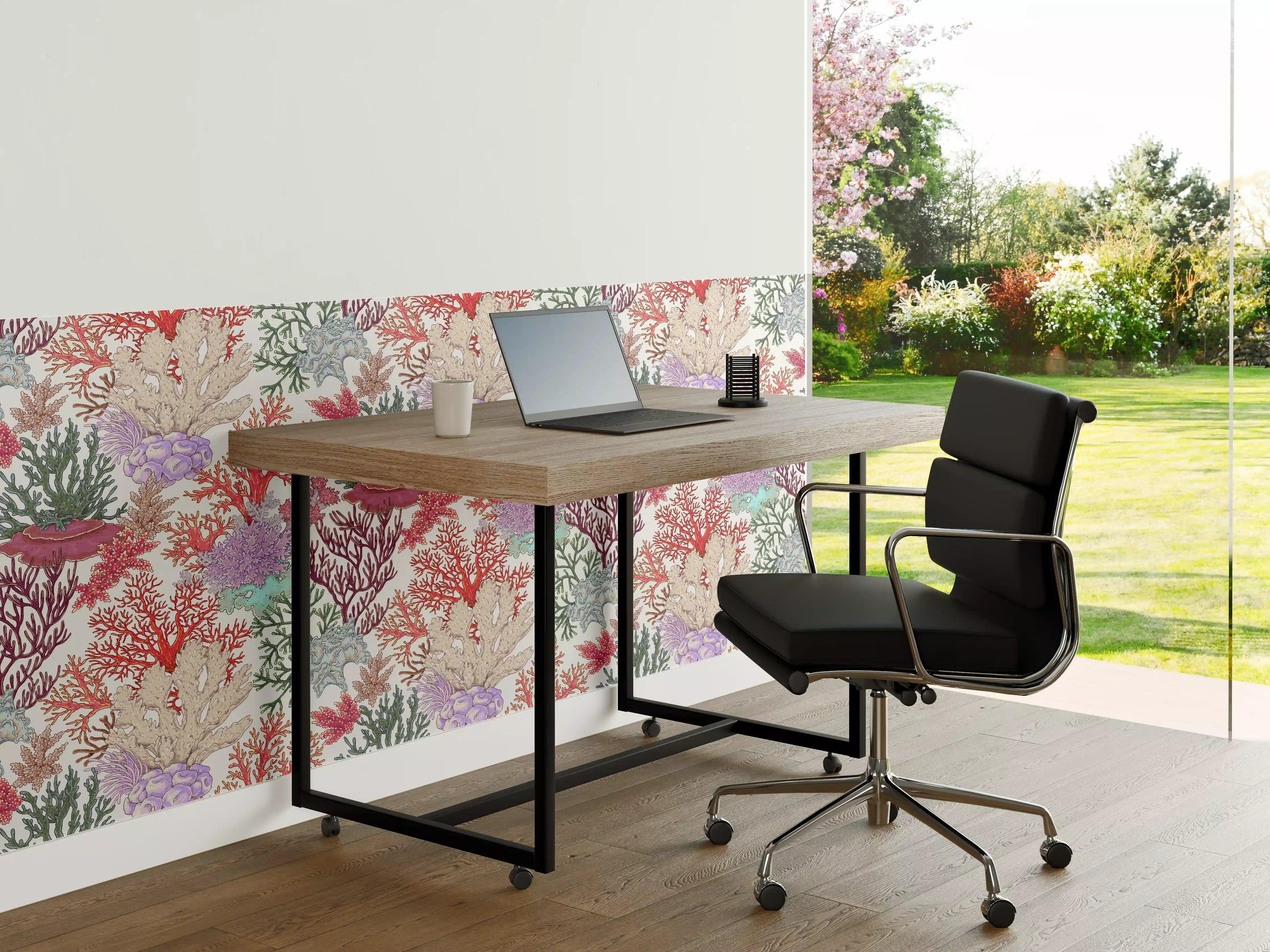 Büro Wandgestaltung - Korallenmuster Rosa-Beige