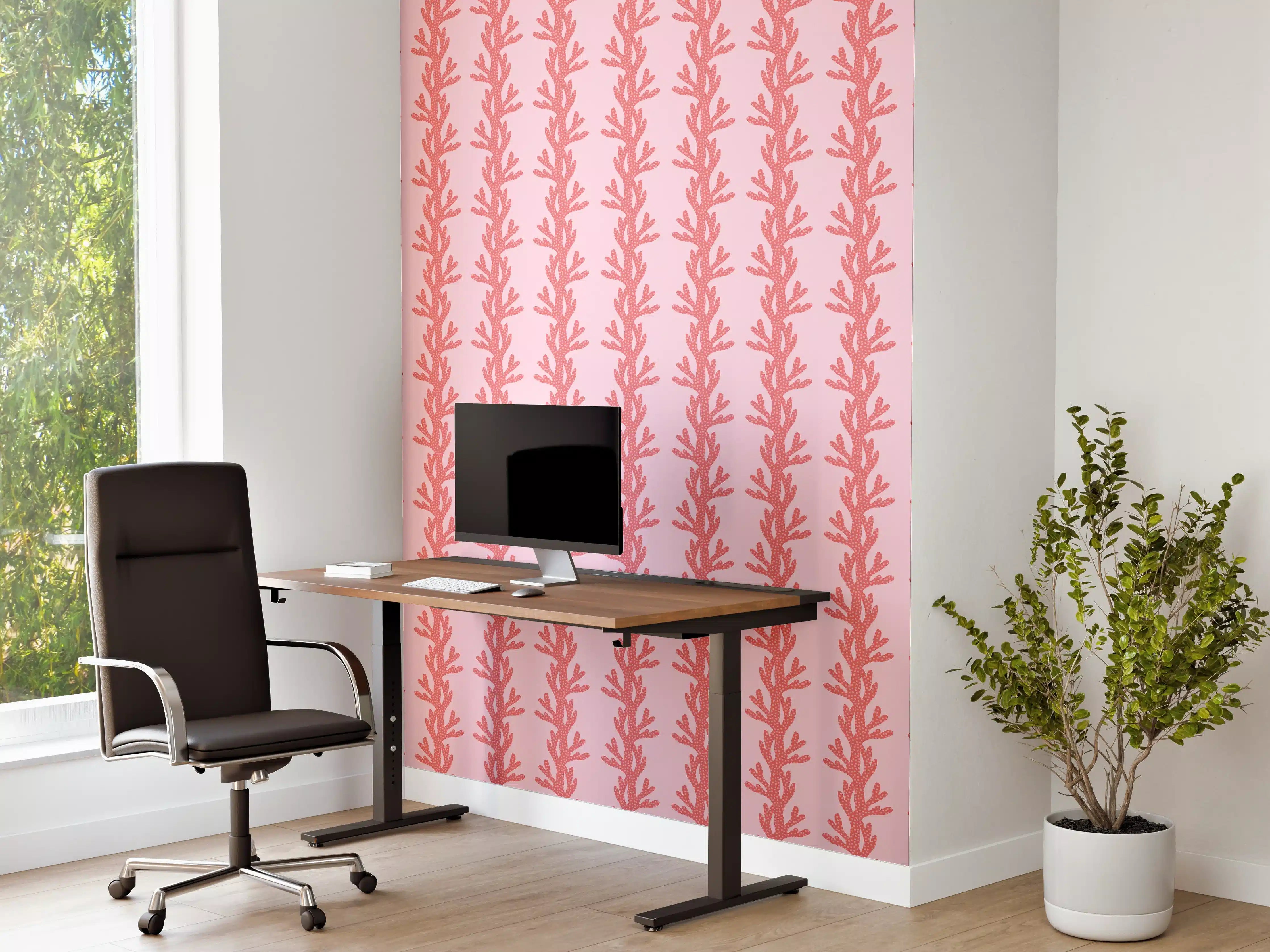 Büro Wandgestaltung - Korallenmuster Rosa Tapete