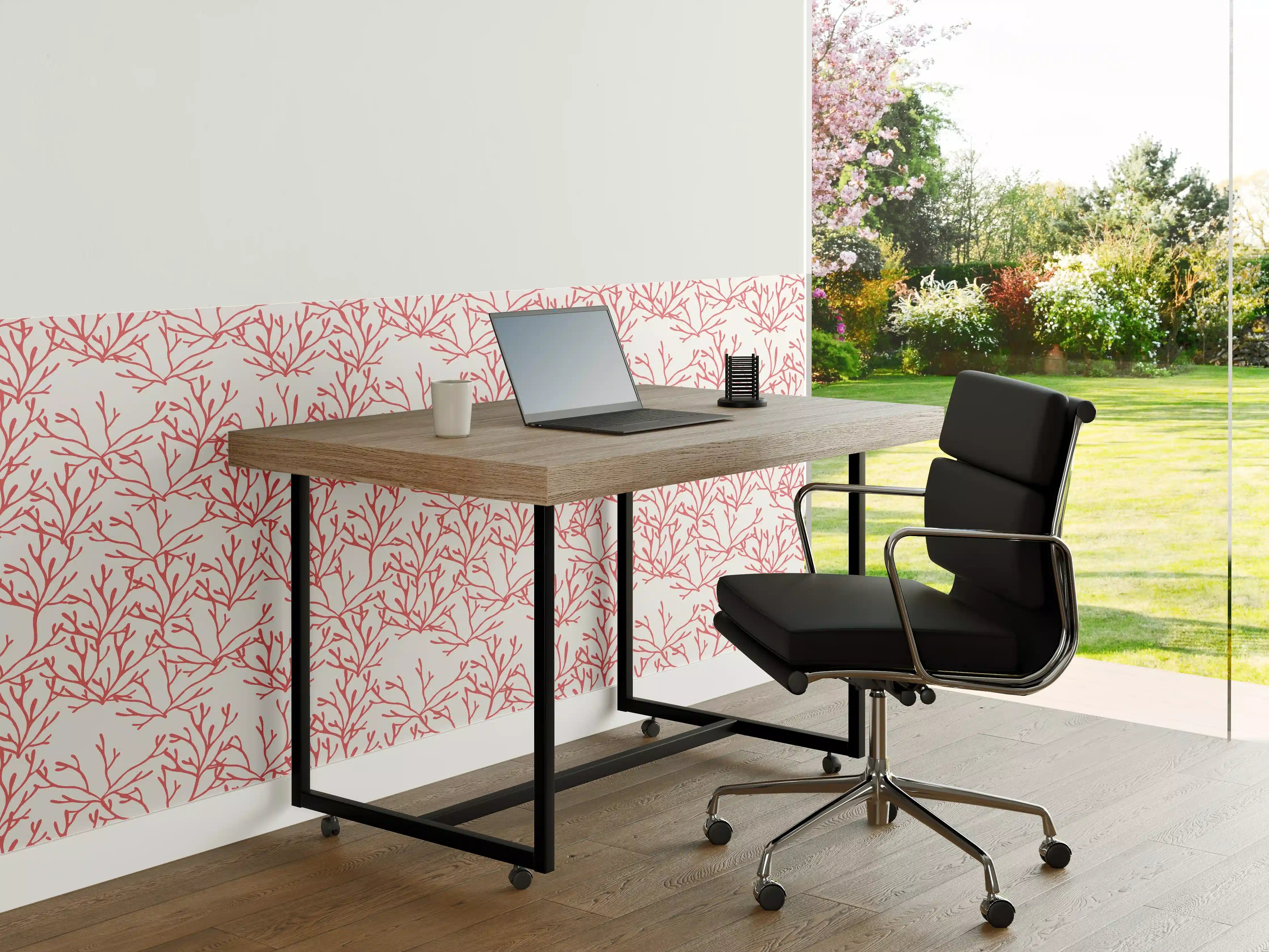 Büro Wandgestaltung - Korallenmuster Rosa auf Weiß