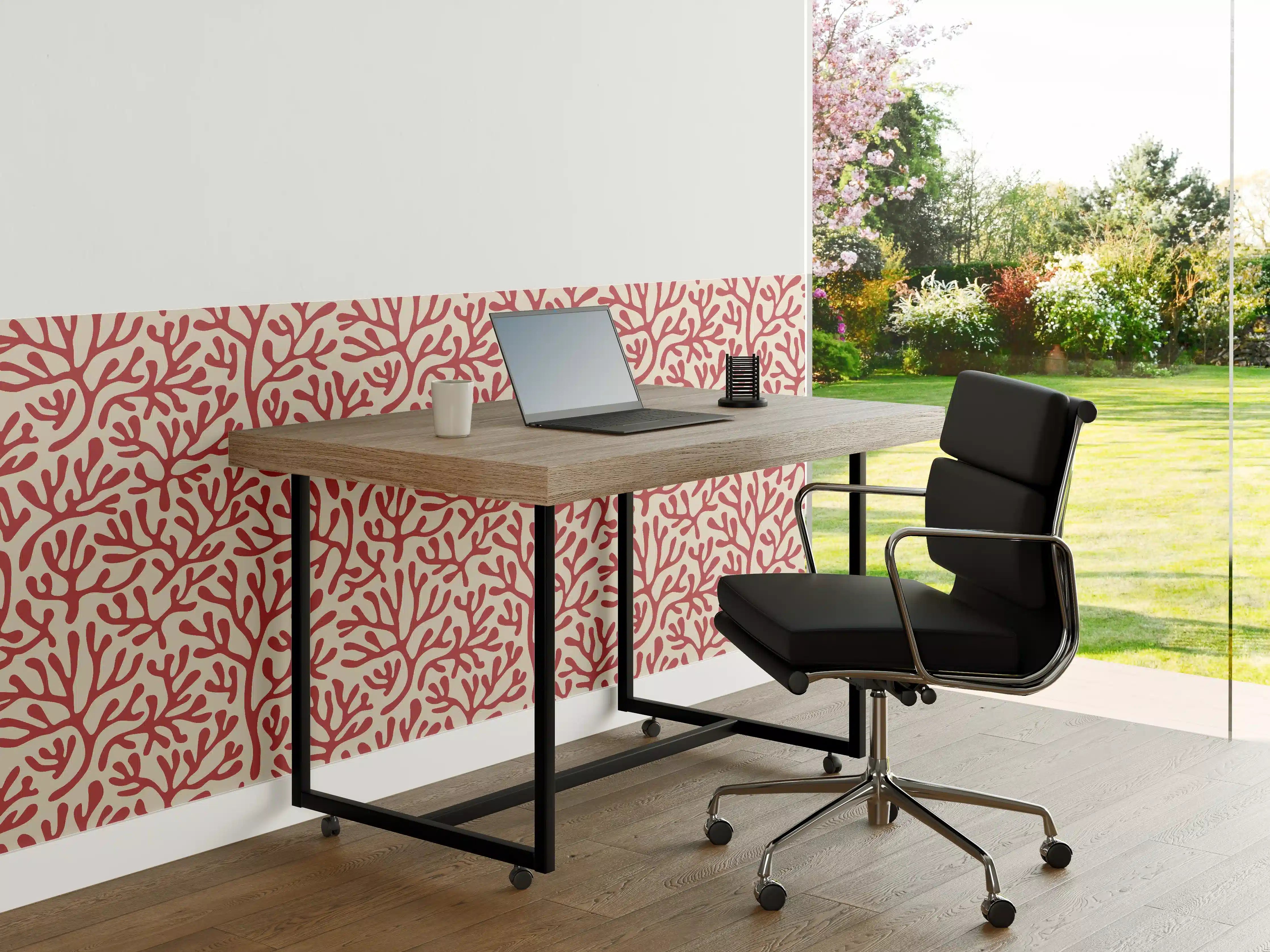 Büro Wandgestaltung - Korallenmuster Rot-Beige