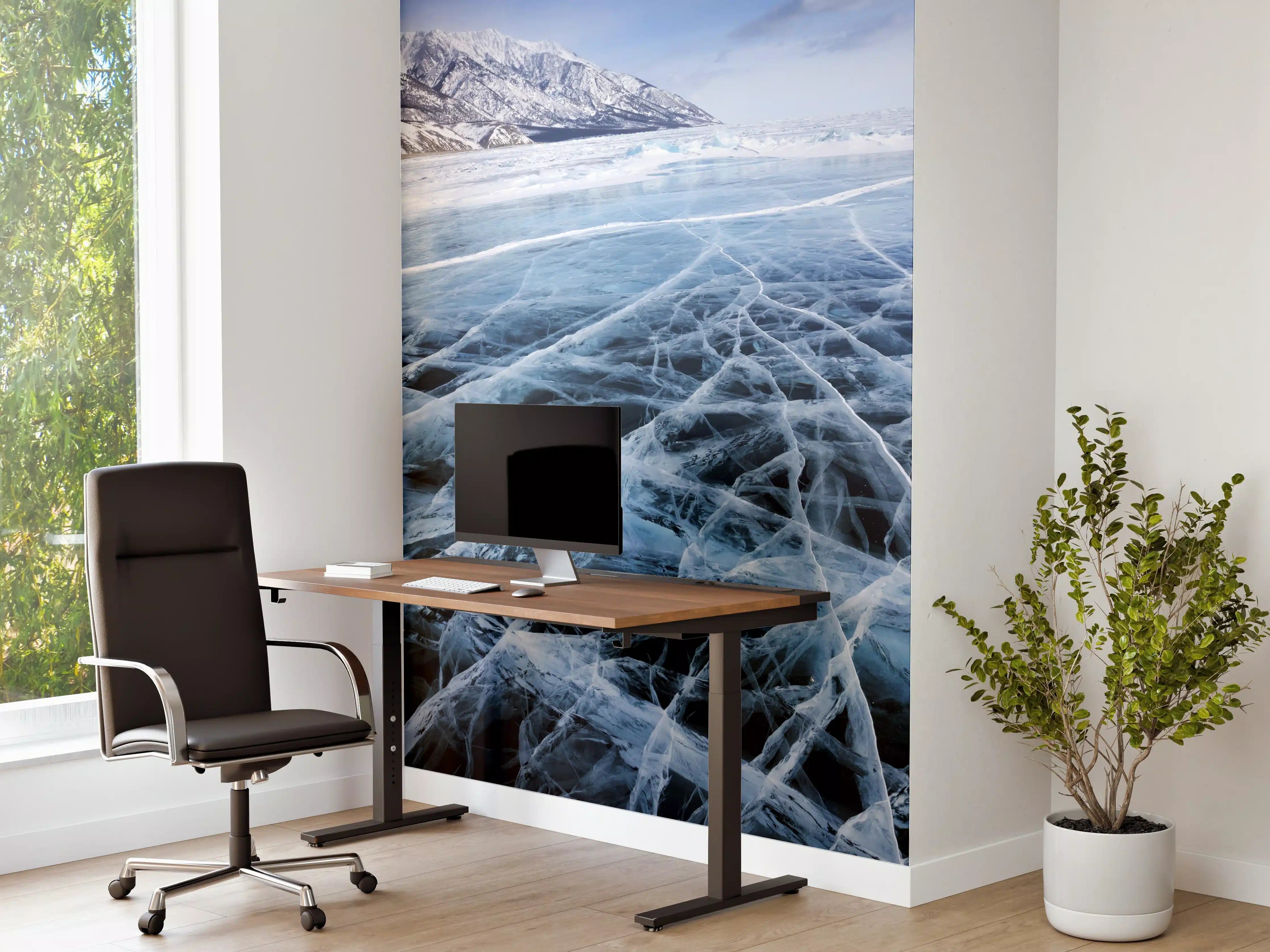 Büro Wandgestaltung - Kristallklarer Eissee mit schwarzen Rissen