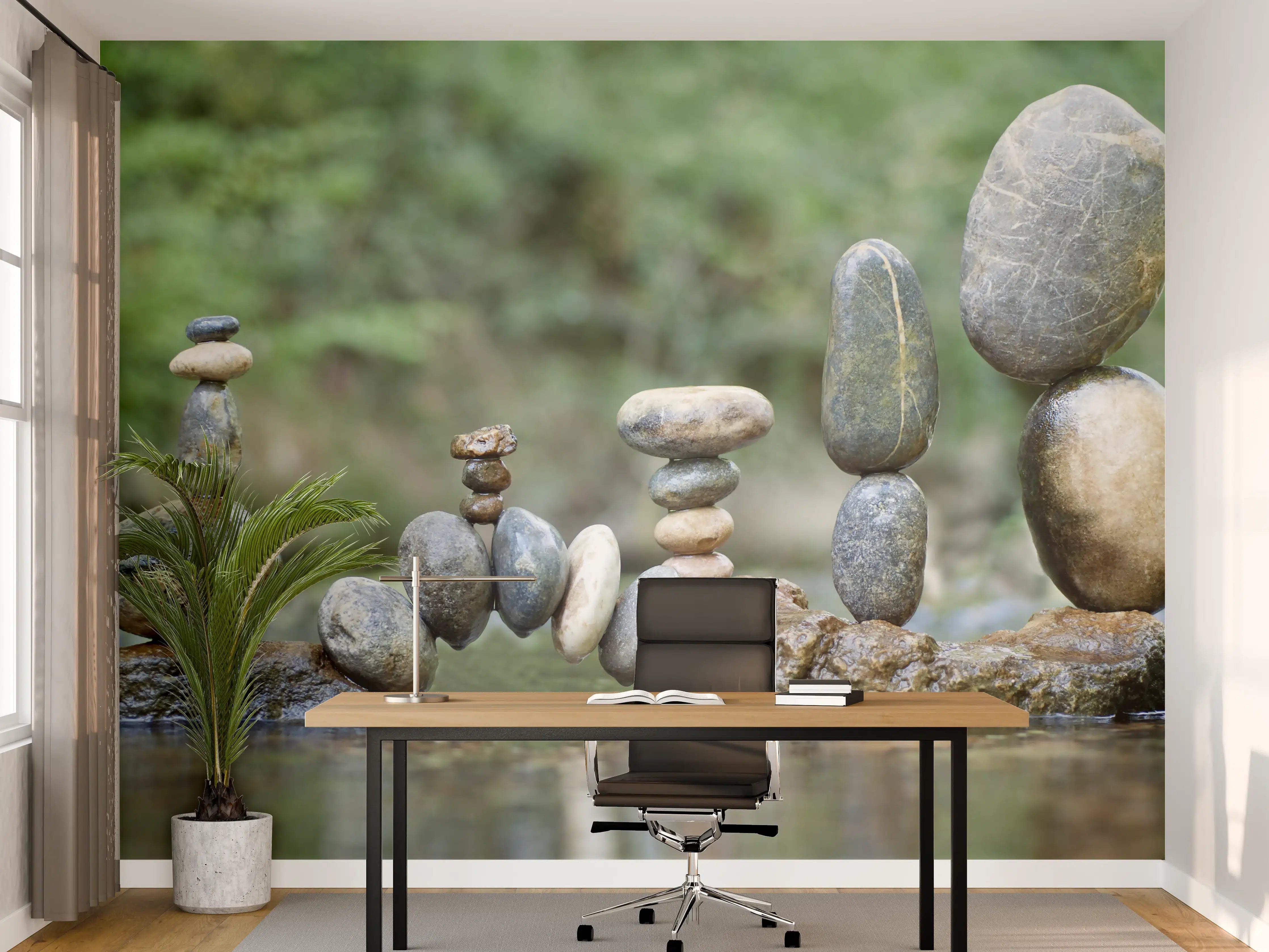 Büro Wandgestaltung - Künstlerische nasse Steinkomposition