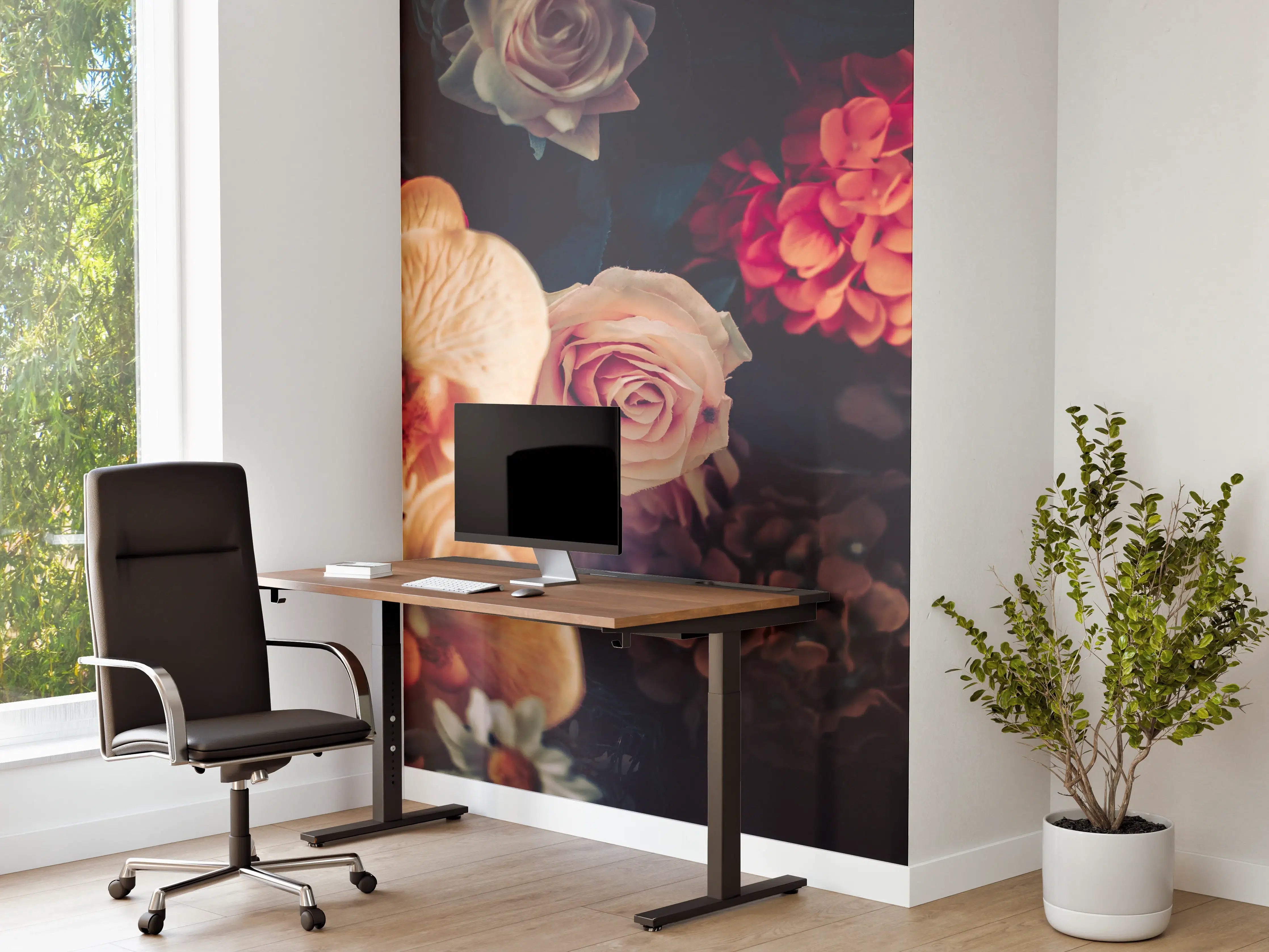 Büro Wandgestaltung - Künstliche Sommerblumen im Vintage-Stil