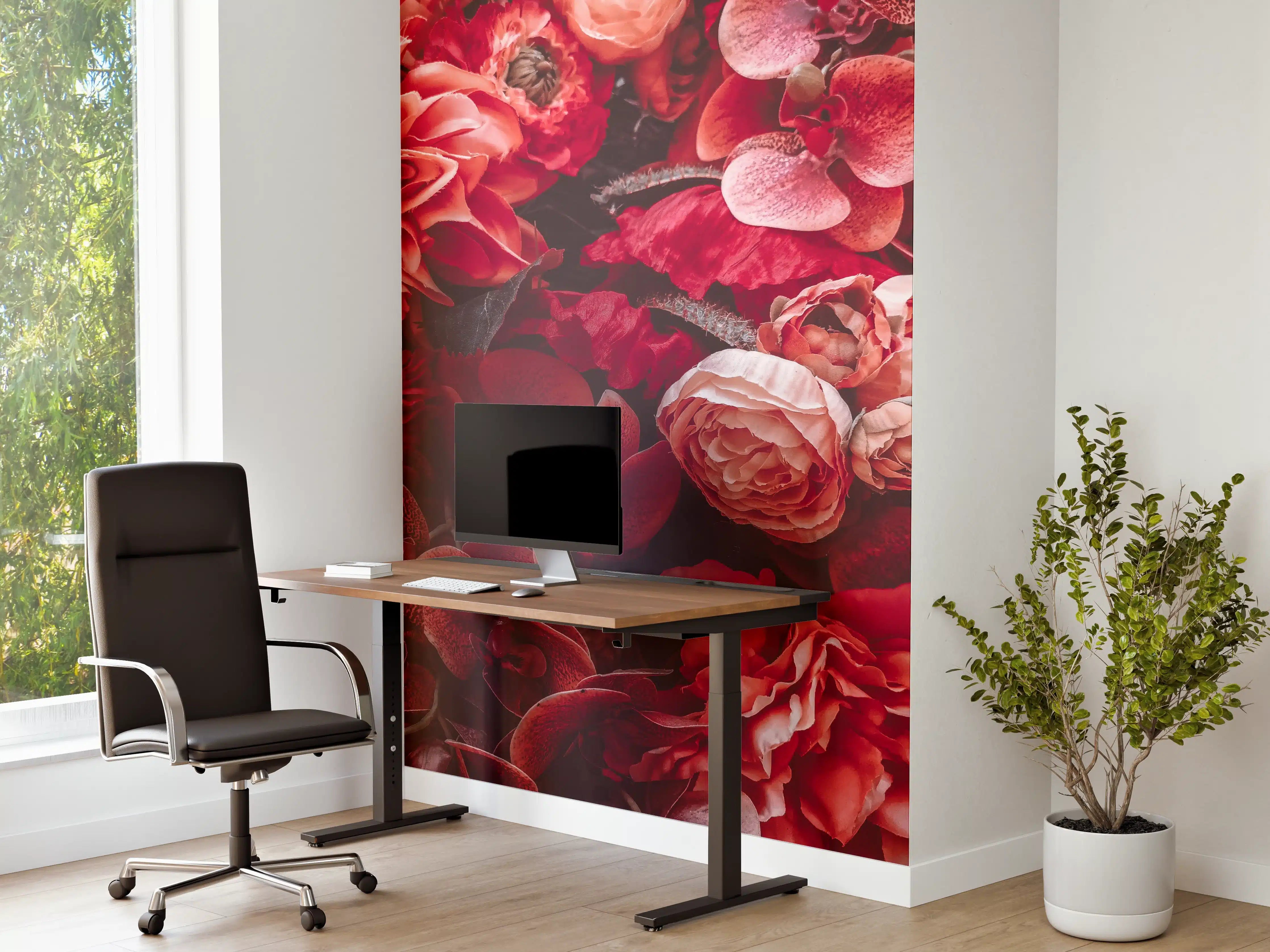 Büro Wandgestaltung - Künstliche rötliche Blumen