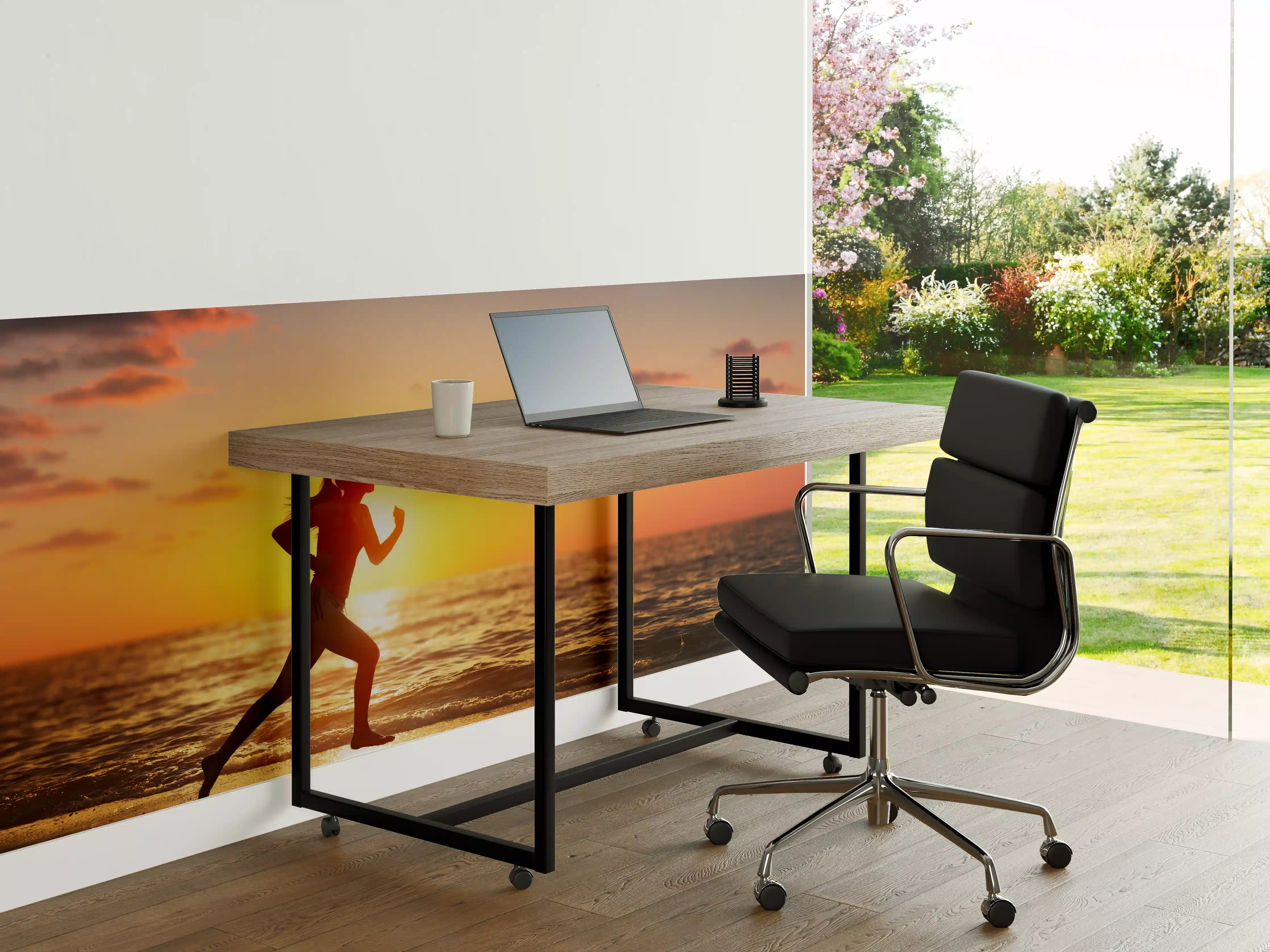 Büro Wandgestaltung - Läuferin am Strand im Sonnnenuntergang 