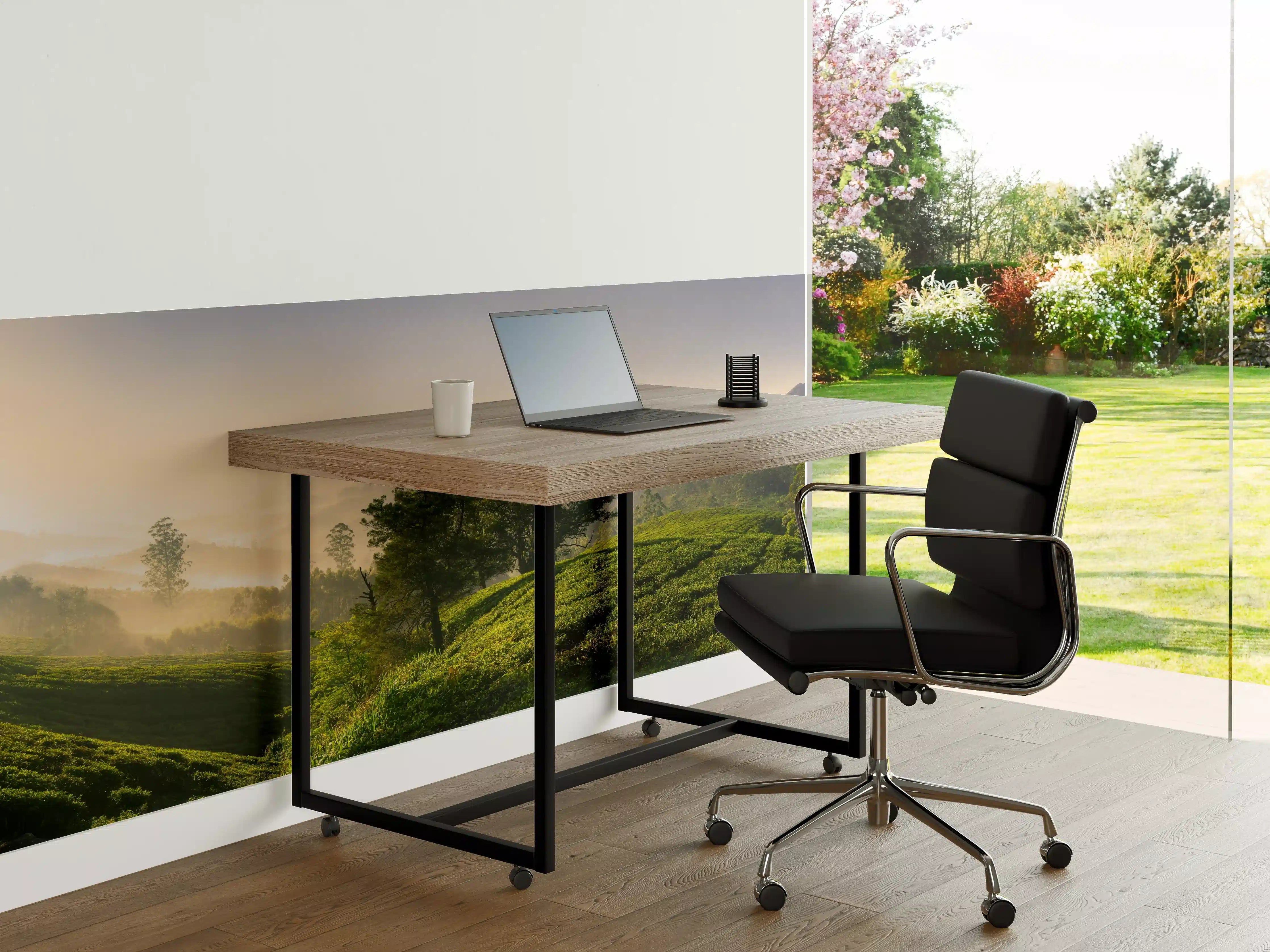 Büro Wandgestaltung - Landschaft mit Hügeln und Bäumen im Morgenlicht