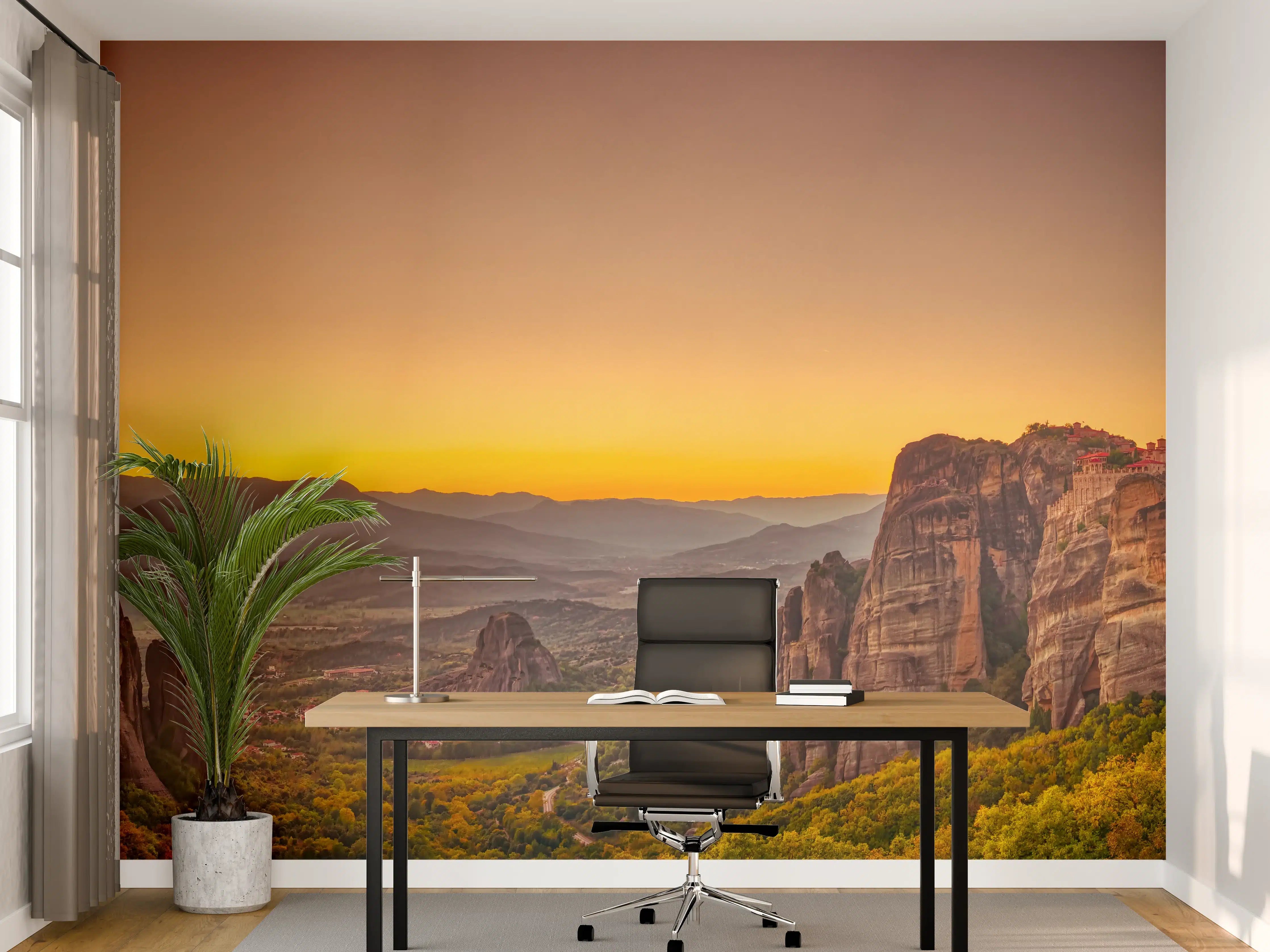 Büro Wandgestaltung - Landschaft mit Klöstern und Felsformationen