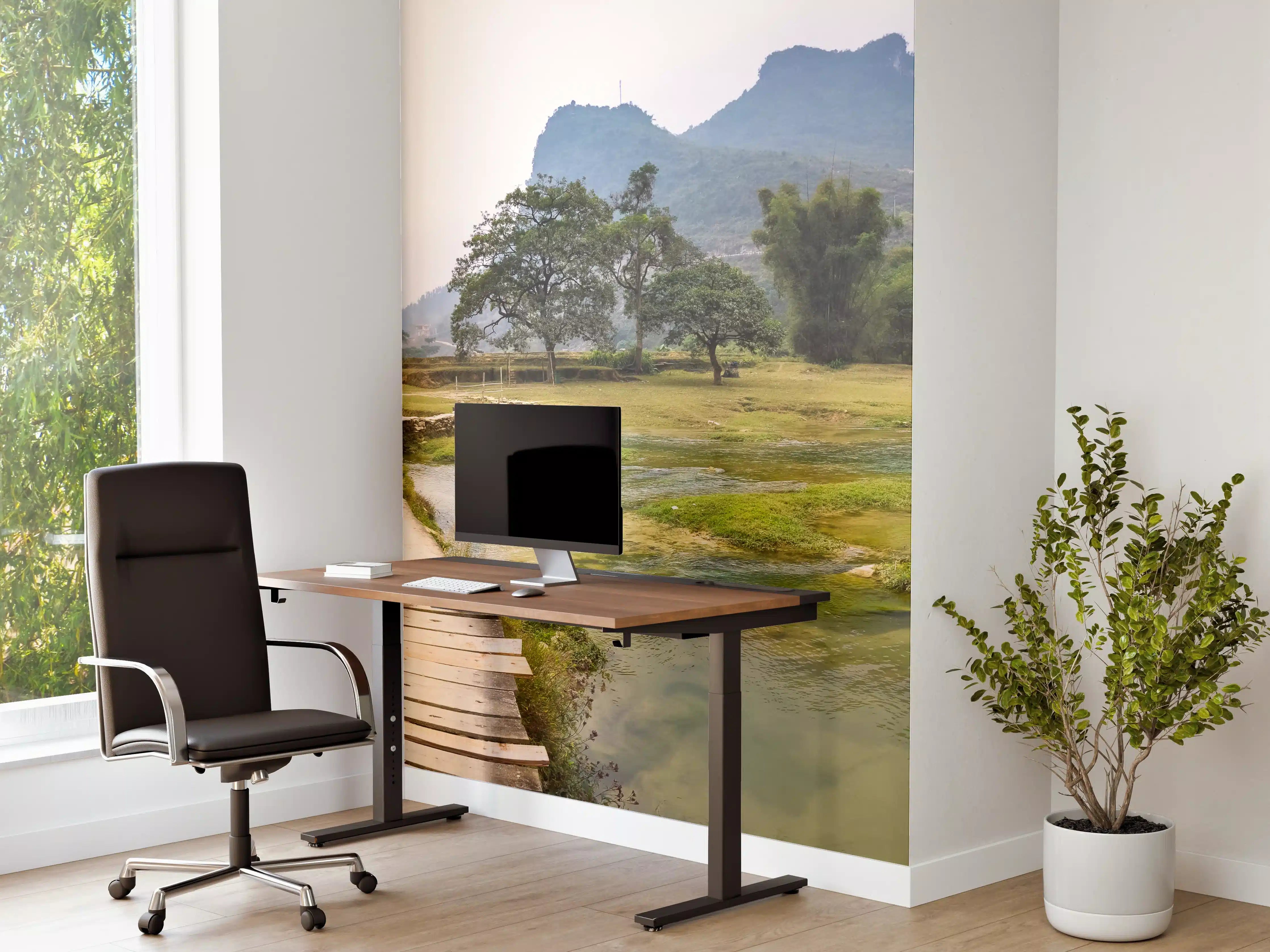 Büro Wandgestaltung - Landschaft mit Wasserfällen und grüner Natur