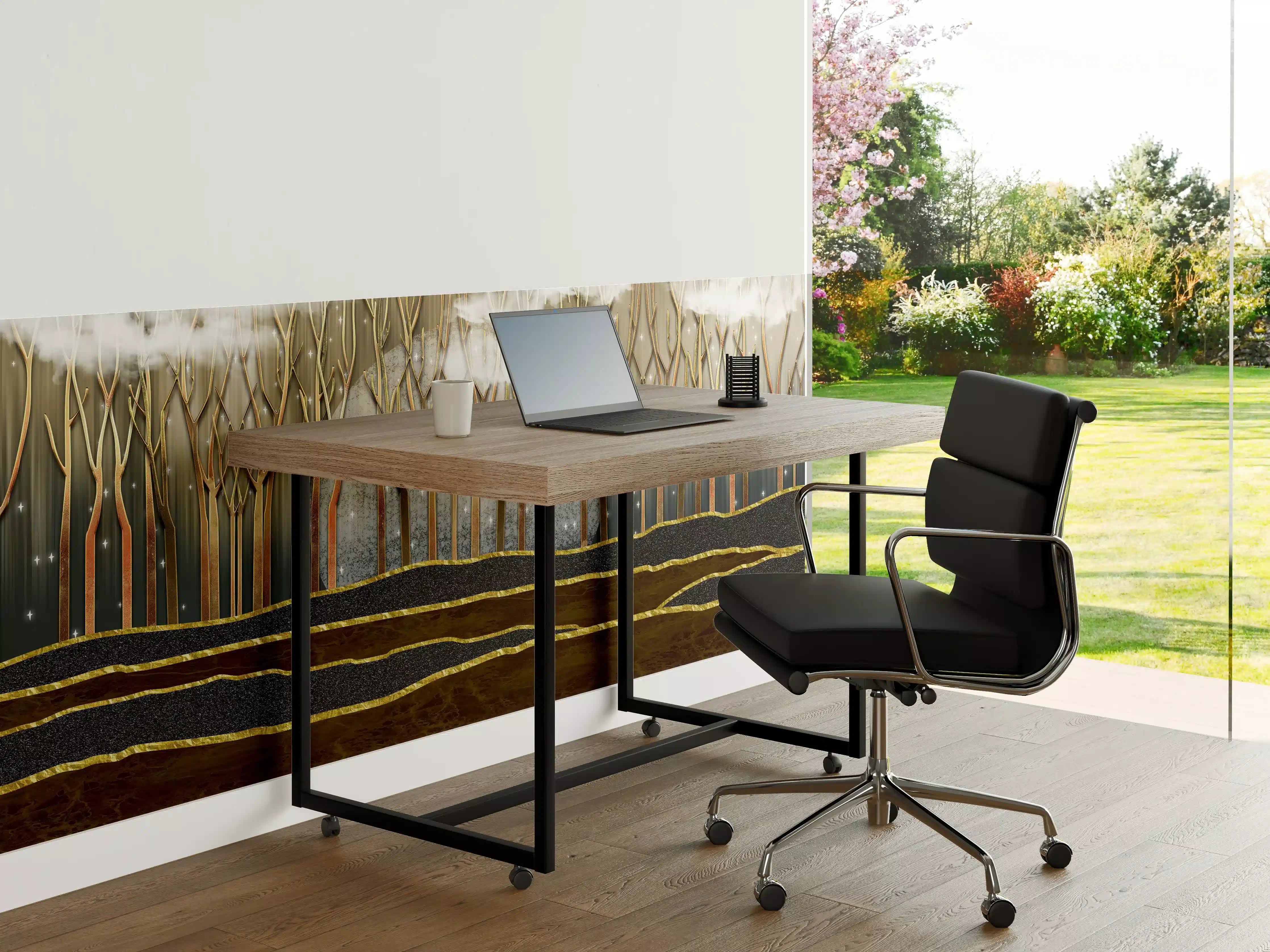 Büro Wandgestaltung - Landschafts Kunst- goldene Bäume