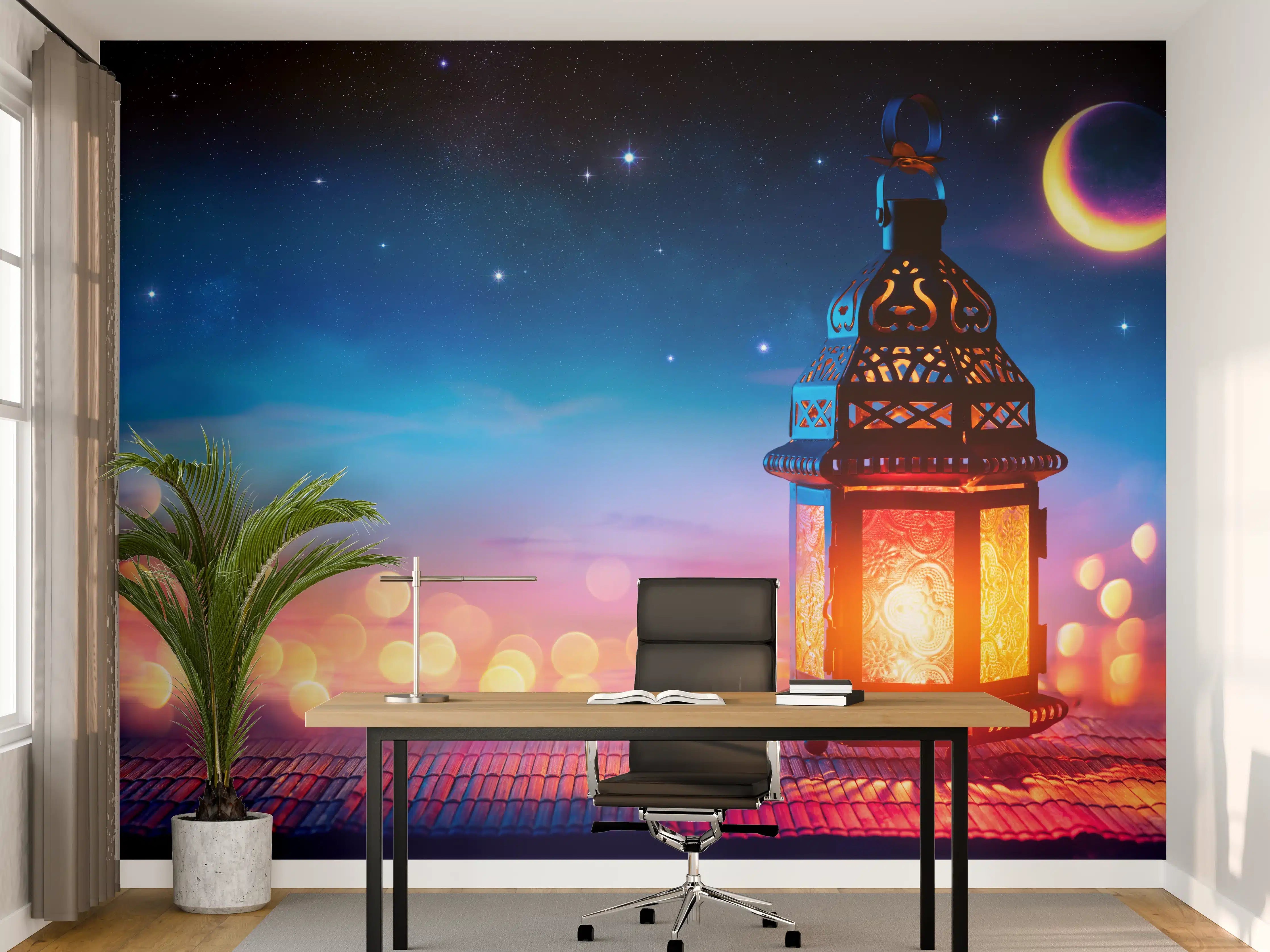 Büro Wandgestaltung - Laternenlicht bei Sternenhimmel