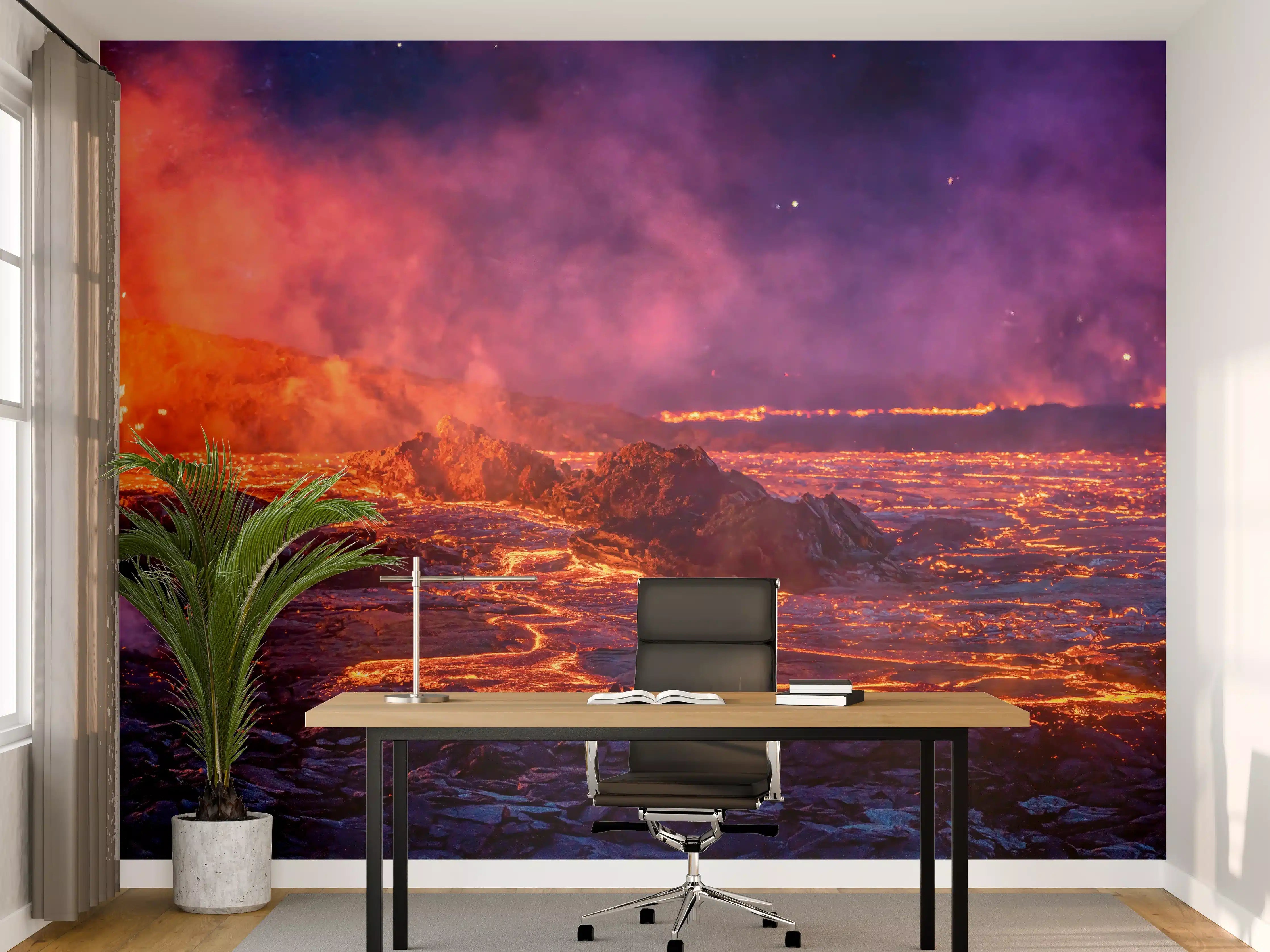 Büro Wandgestaltung - Lavastrom aus dem ausbrechenden Vulkankrater