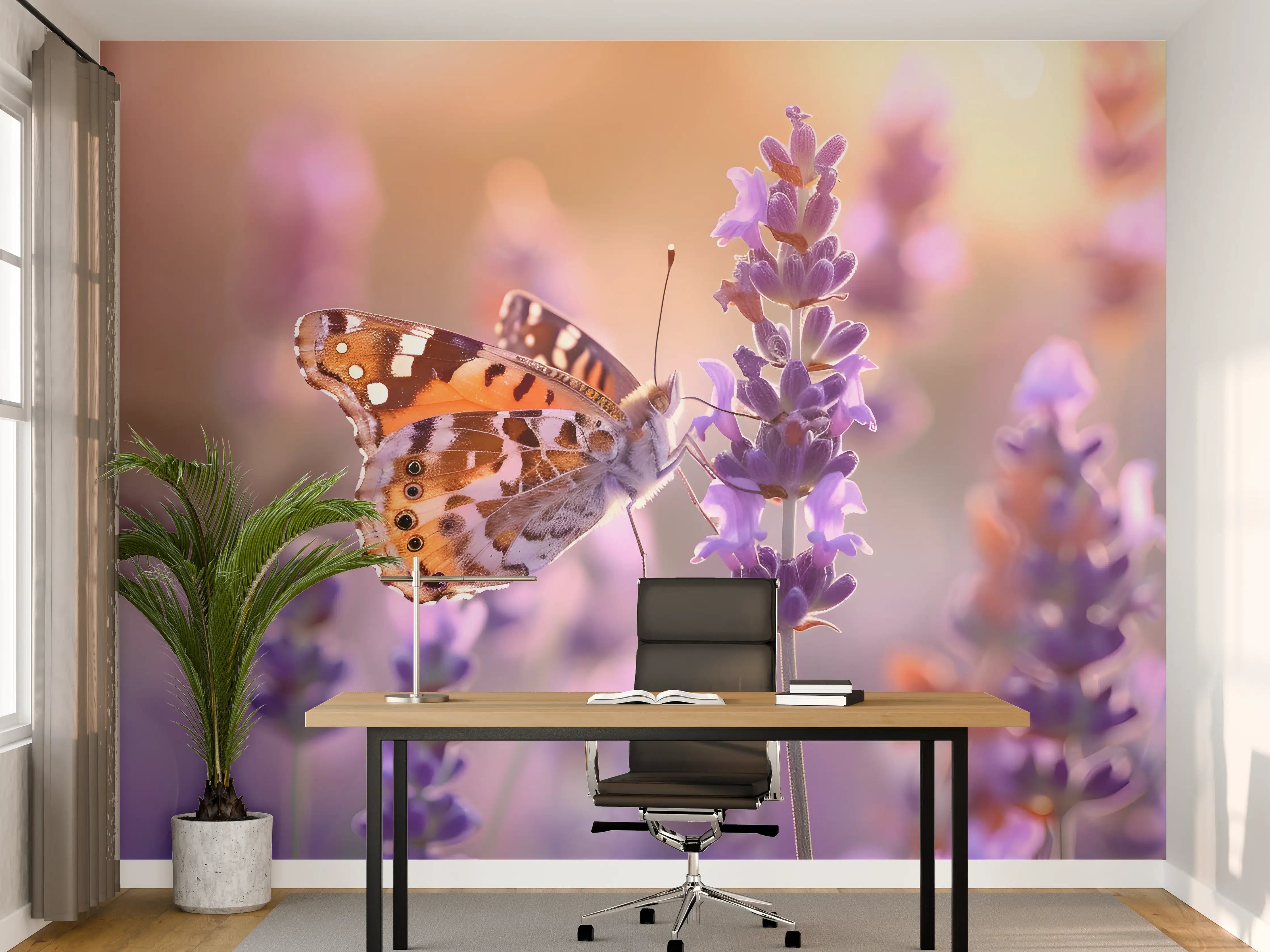 Büro Wandgestaltung - Lavendel-Schmetterling in Pastell