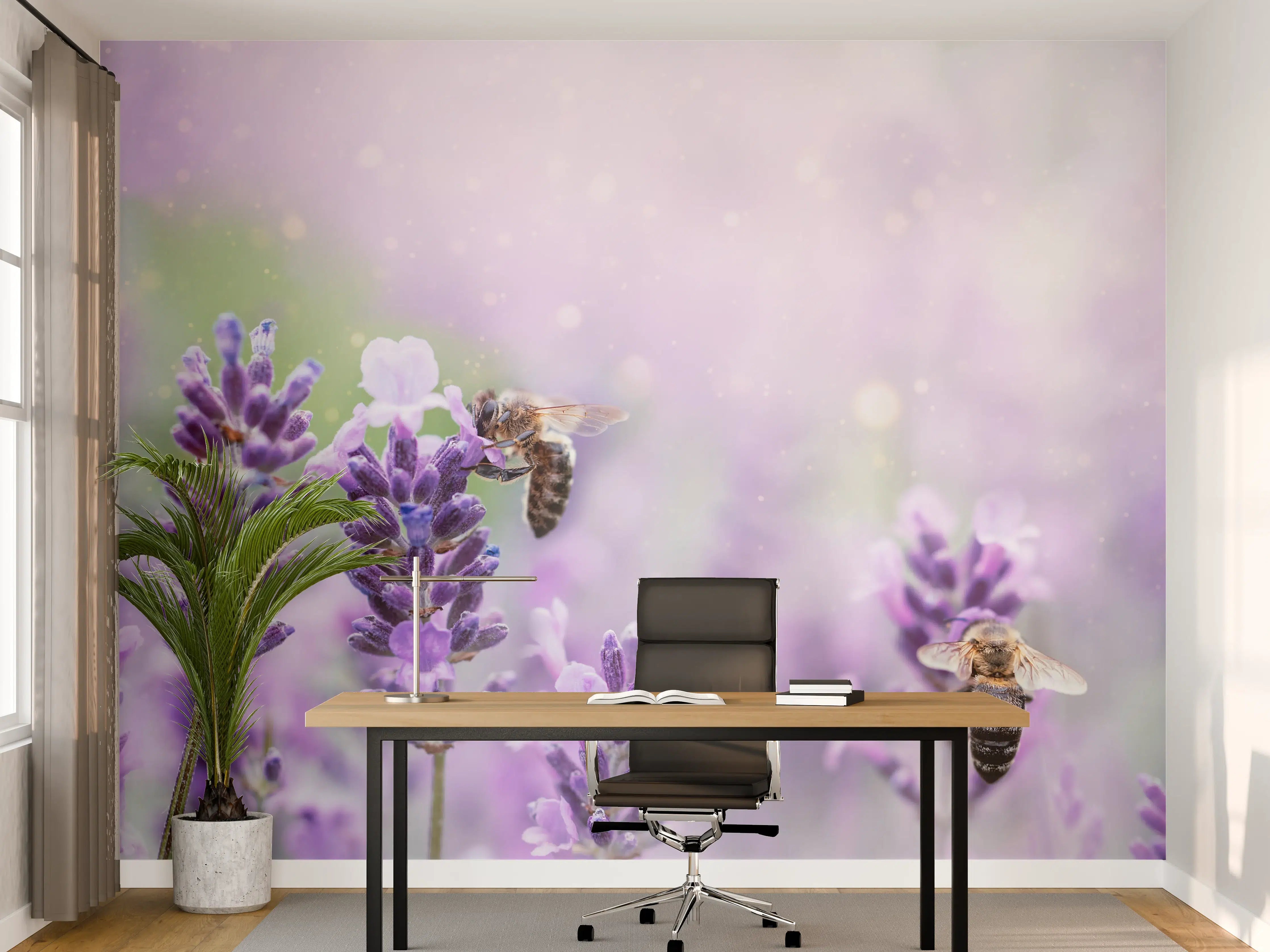 Büro Wandgestaltung - Lavendelfeld mit Bienen