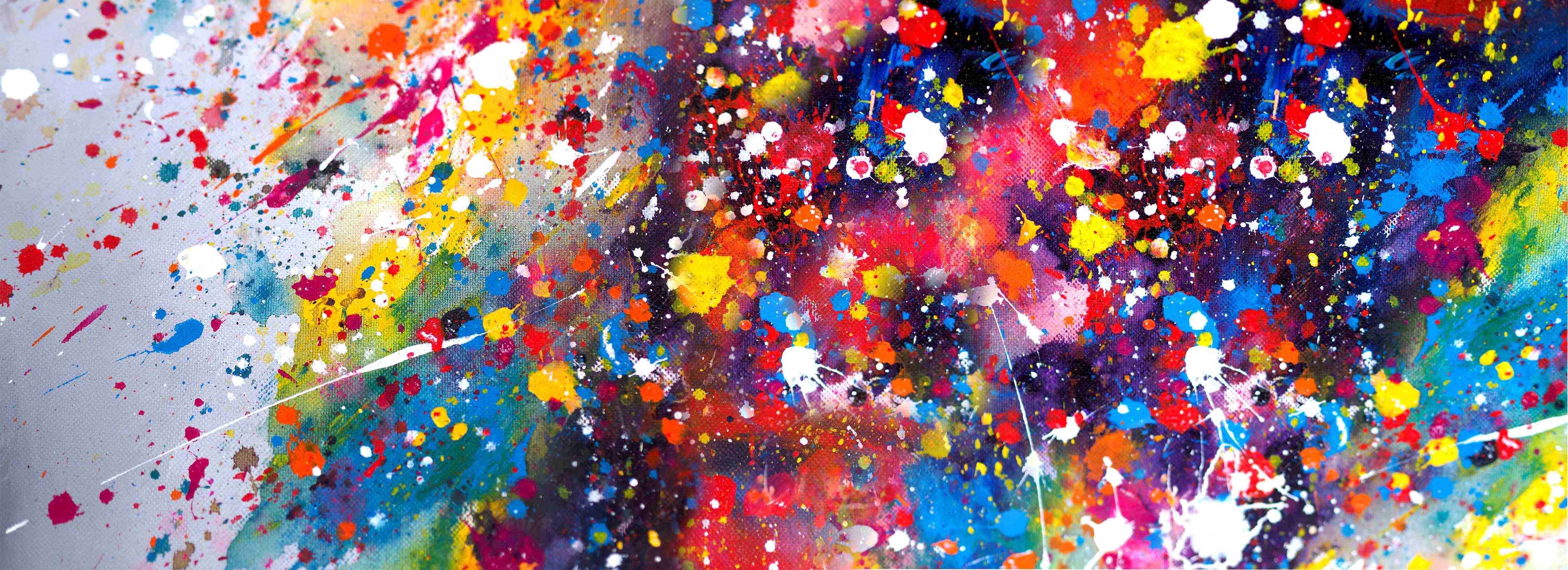 Büro Wandgestaltung-Lebendige Farbexplosion in Acryltechnik