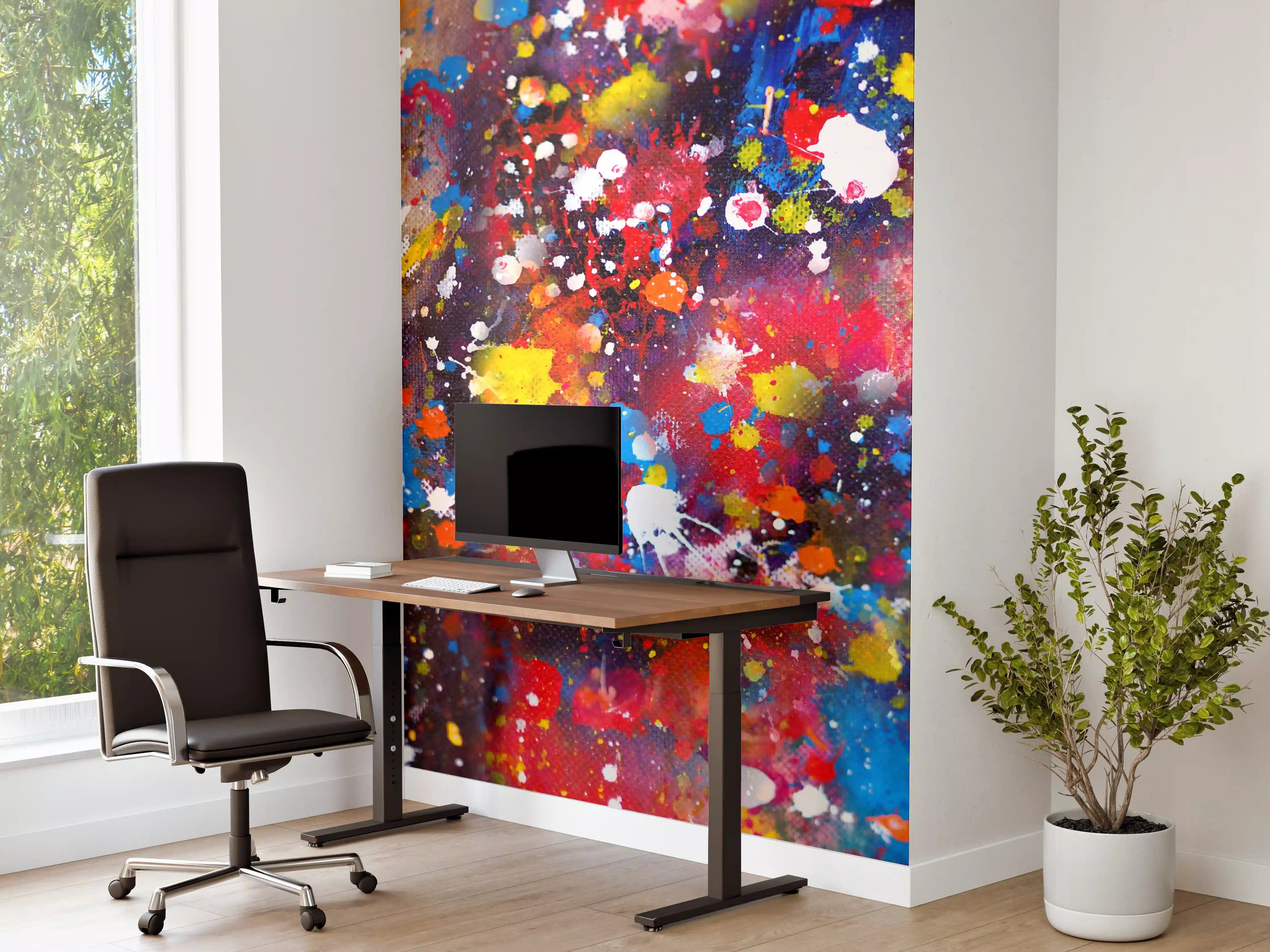 Büro Wandgestaltung - Lebendige Farbexplosion in Acryltechnik