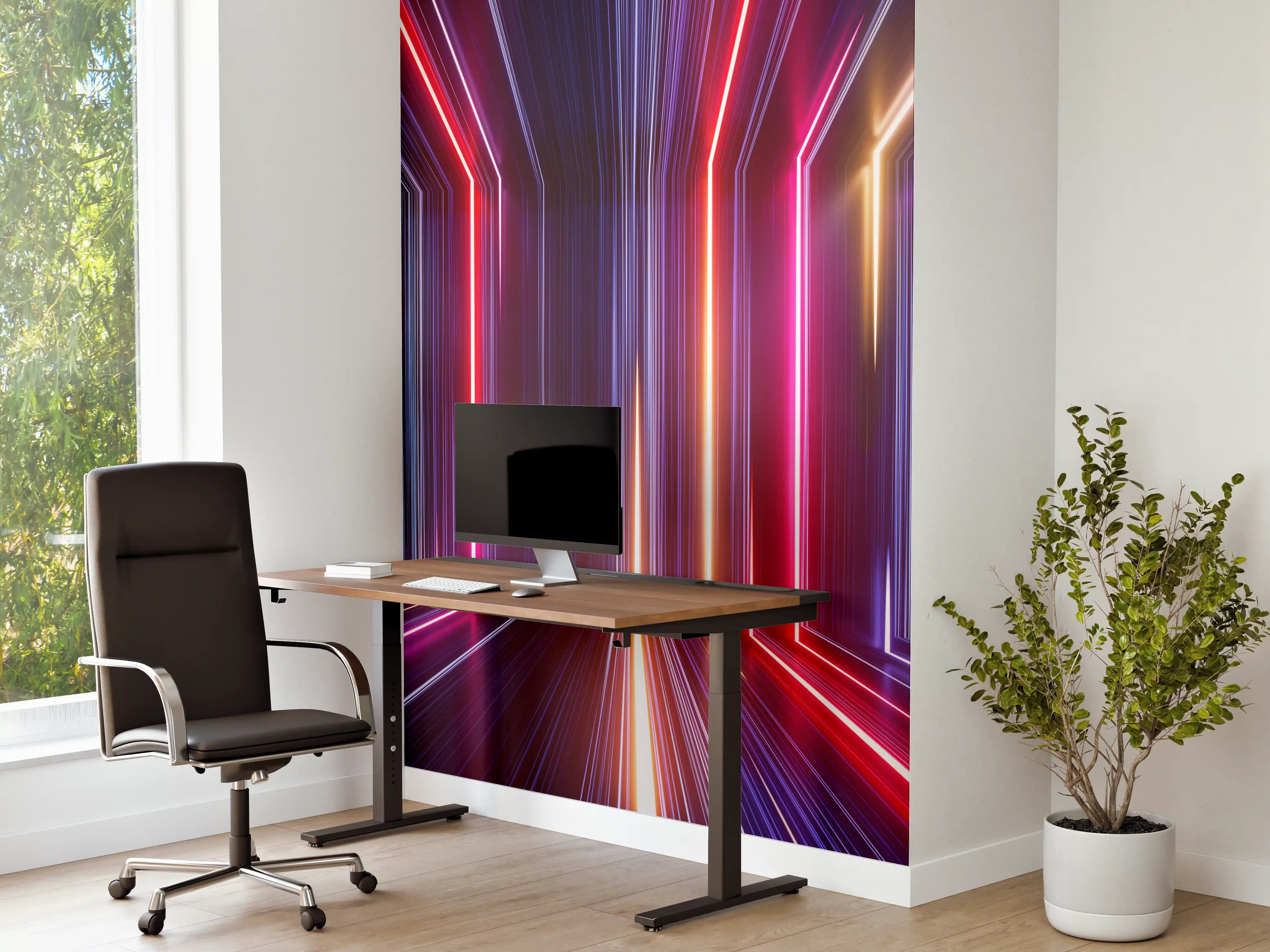 Büro Wandgestaltung - Lebendige Neon-Lichter im Stadtverkehr