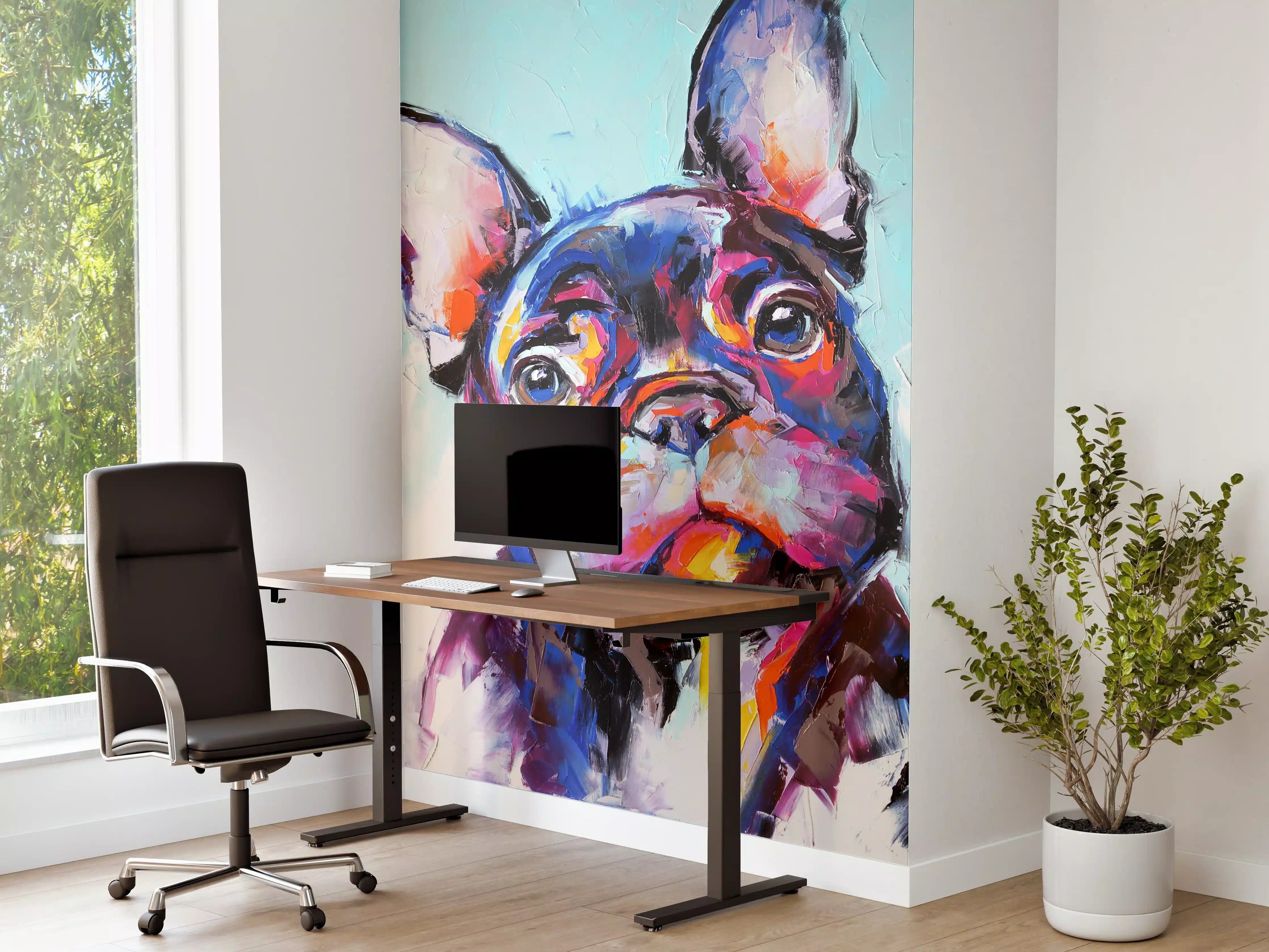 Büro Wandgestaltung - Lebendige bunte Hundeportrait