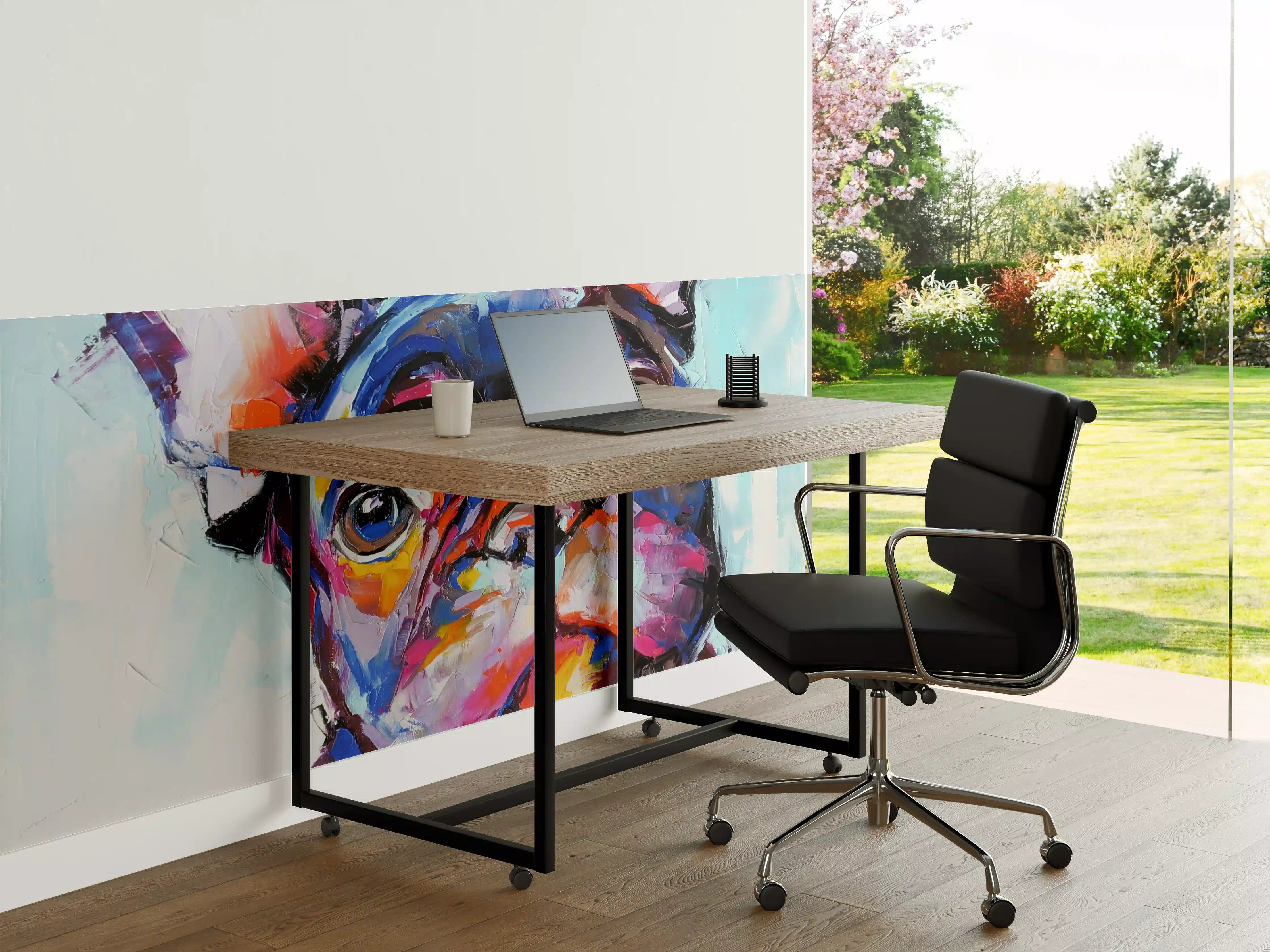 Büro Wandgestaltung - Lebendige bunte Hundeportrait