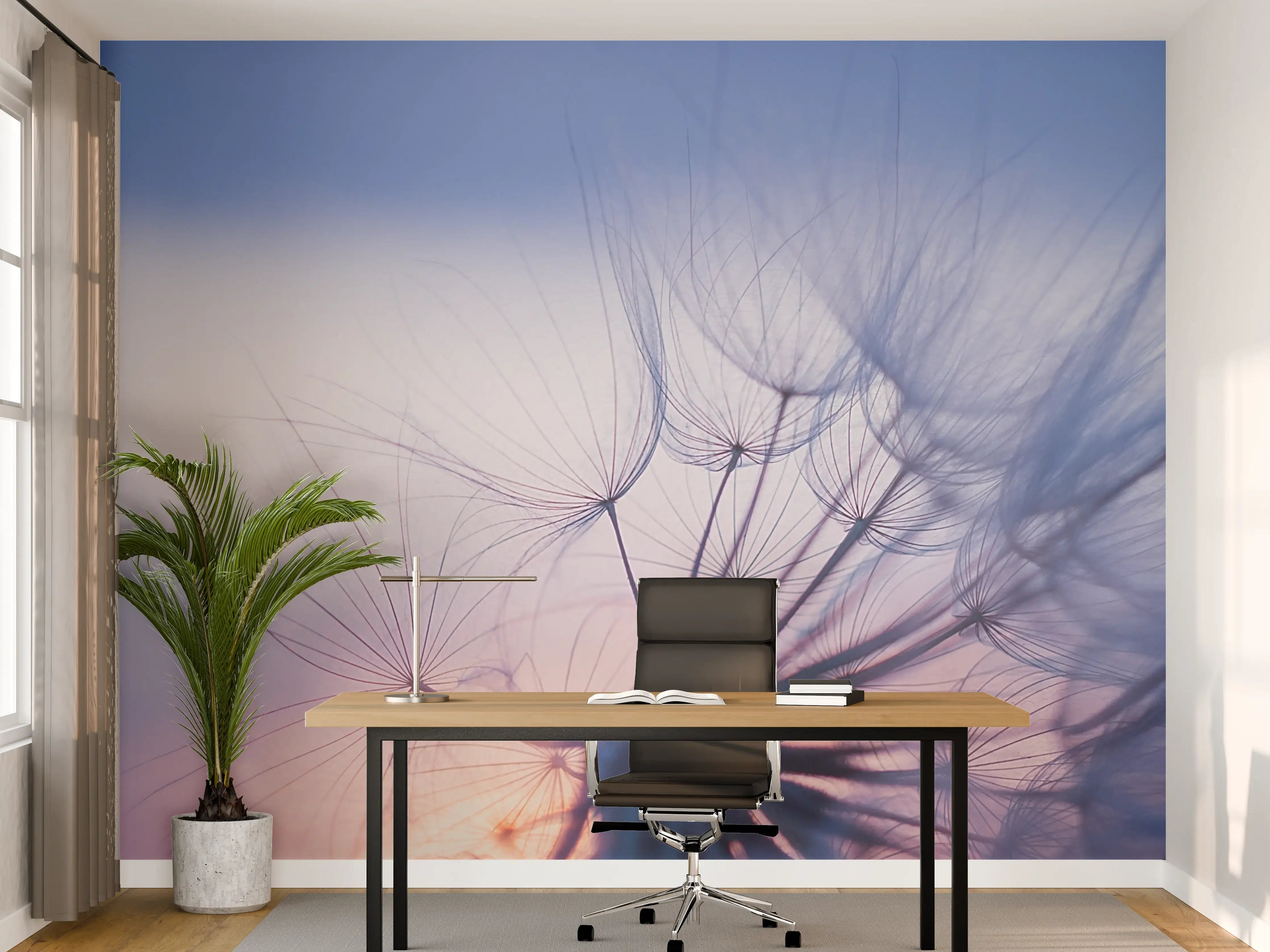Büro Wandgestaltung - Leuchtende Pusteblume bei Sonnenuntergang